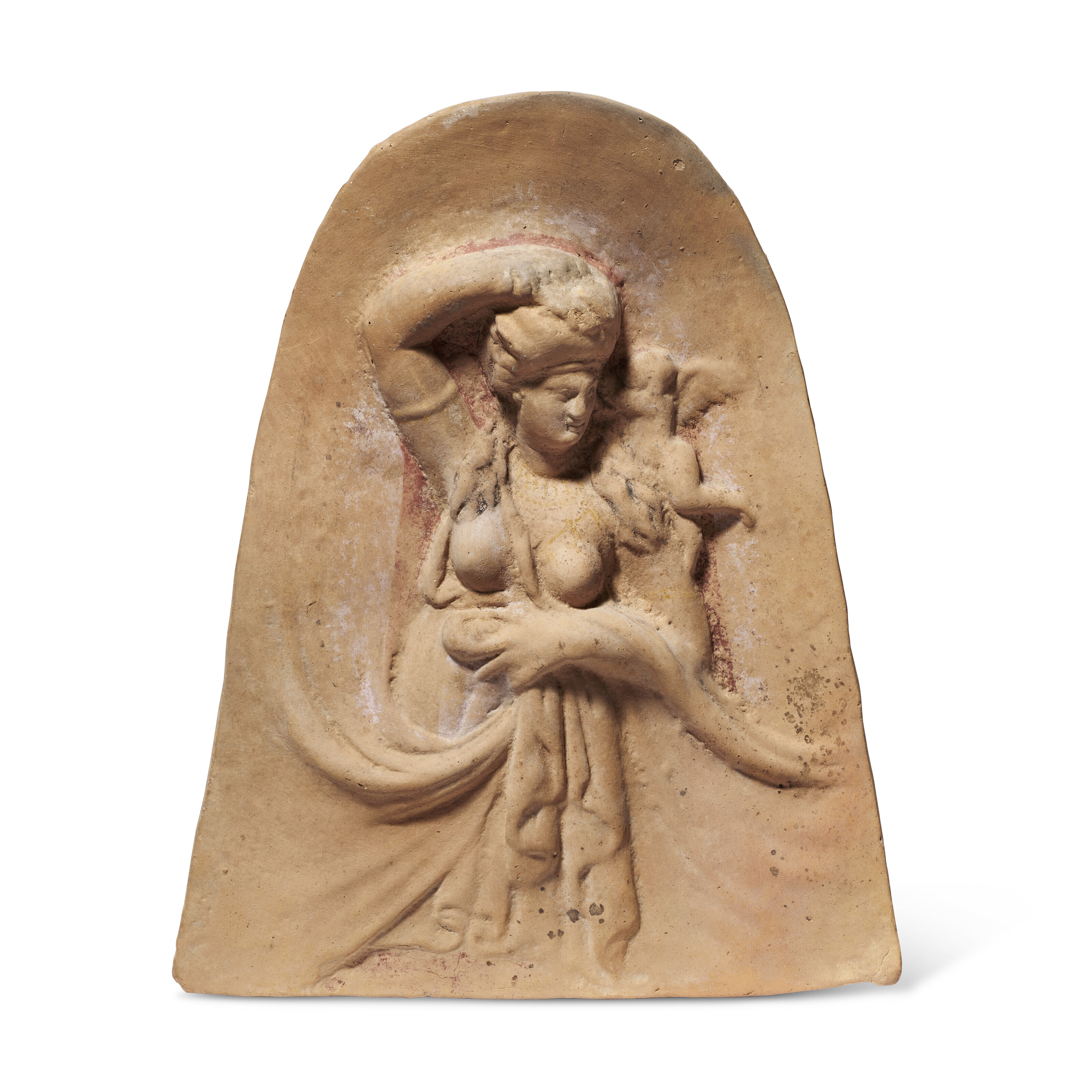 A Greek terracotta protome with Aphrodite, circa 4th century BC. 10 in (25.5 cm) high. Sold for £4,410 on 7 December 2022 at Christie’s in London