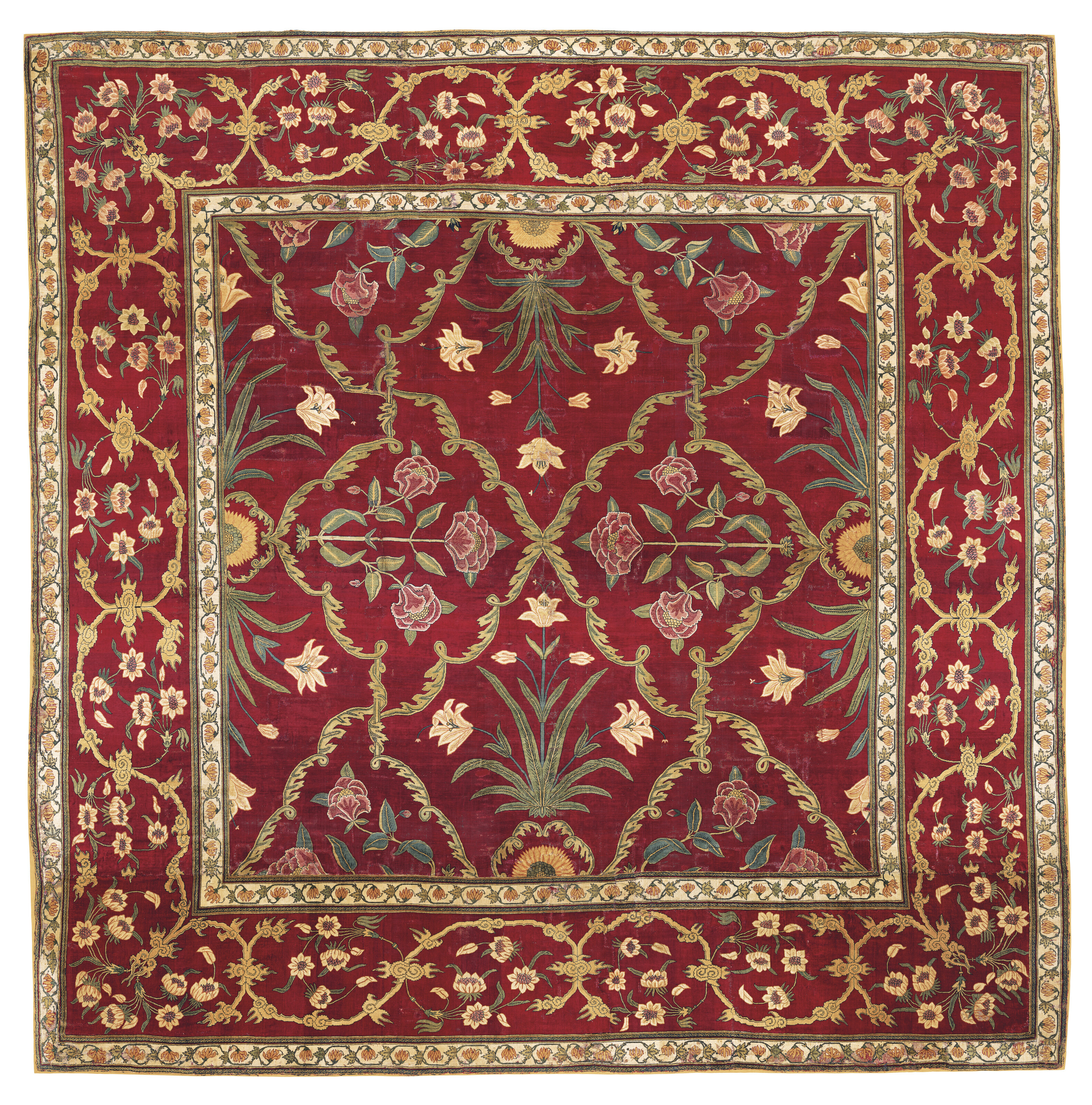 A rare Mughal pashmina carpet from the court of Emperor Shah Jahan a woven masterpiece of the very highest quality Christie s