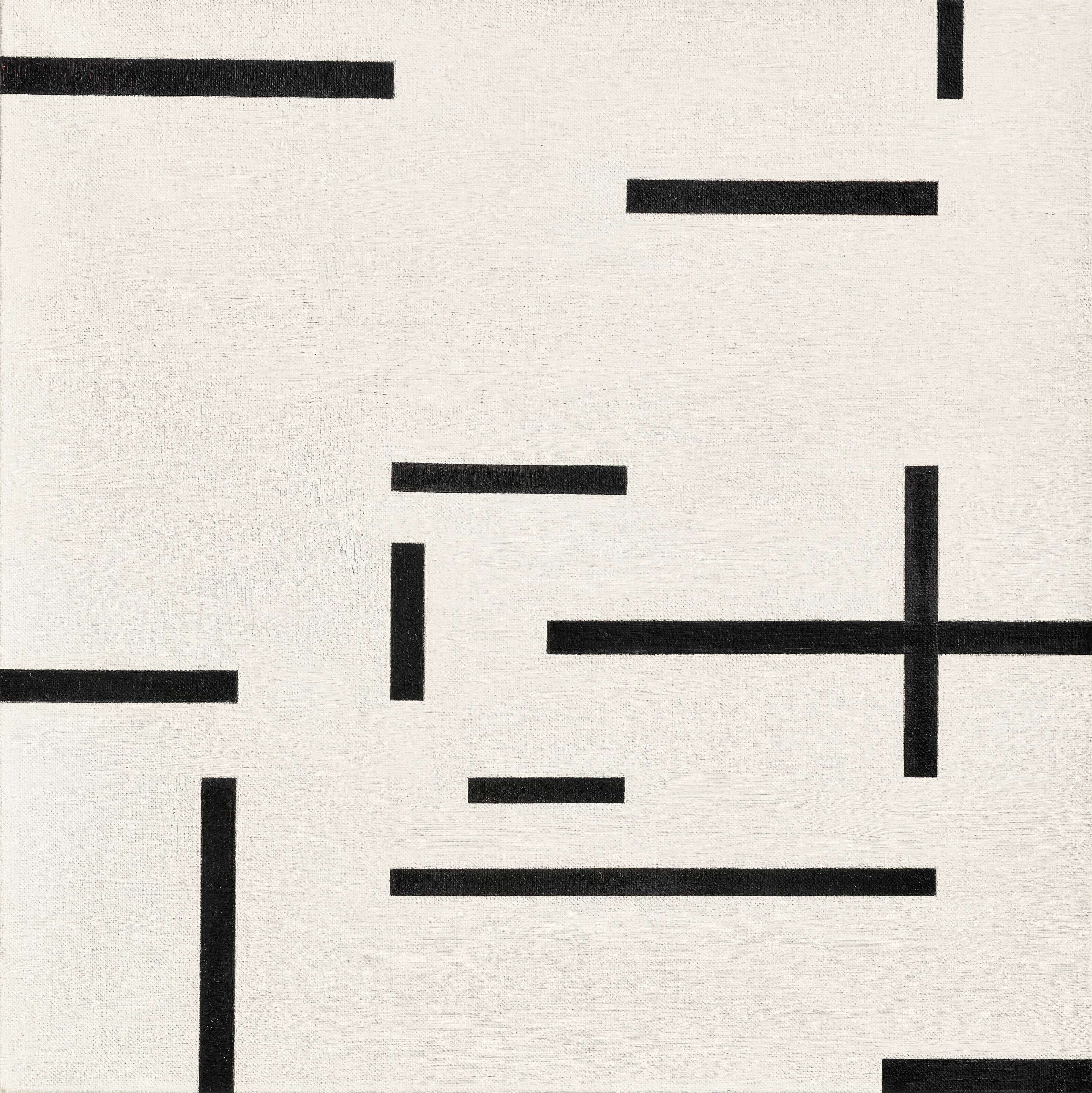 Marlow Moss (1889-1958), White and Black, 1948. Oil on canvas. 21⅛ x 21⅛ in (53.5 x 53.5 cm). Sold for &pound;378,000 on 19 October 2022 at Christie&rsquo;s in London. Artwork: &copy; reserved