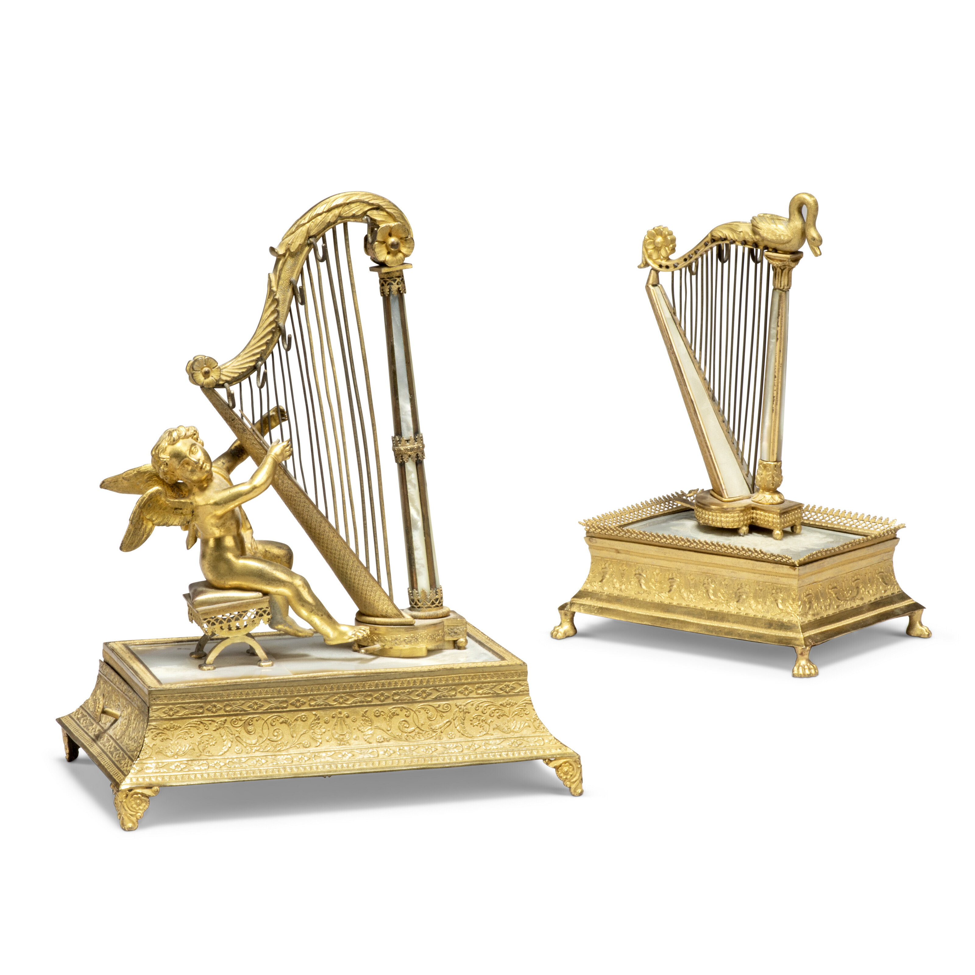 TWO RESTAURATION PALAIS ROYAL ORMOLU AND MOTHER-OF PEARL MUSICAL ...