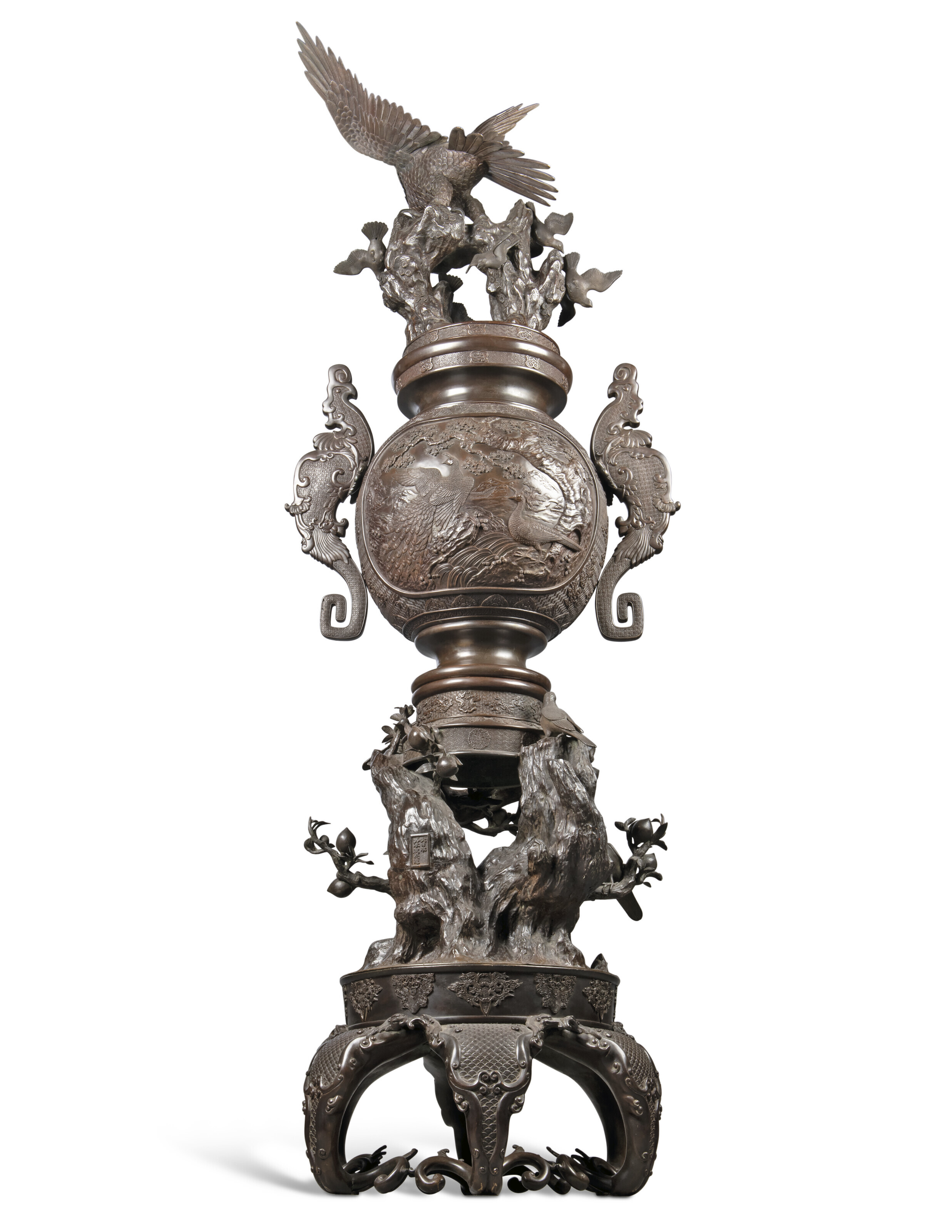 A JAPANESE PATINATED-BRONZE KORO (INCENSE BURNER), SIGNED SUZUKI
