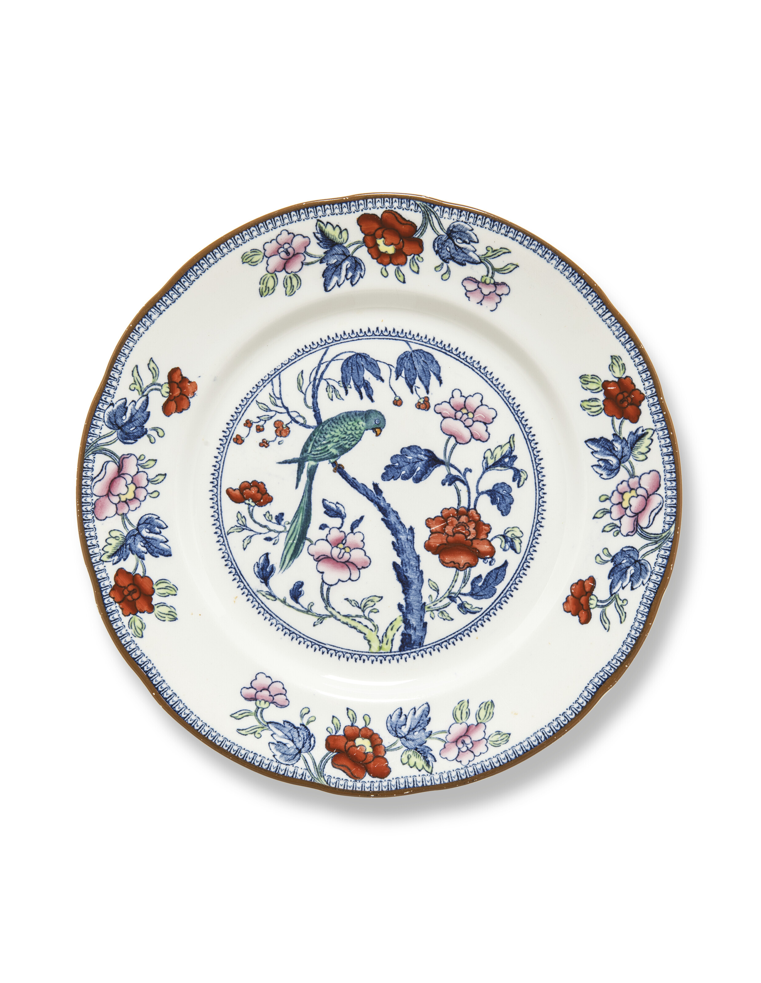 A BOOTHS SILICON CHINA 'GREEN PARROT' PATTERN PART DINNER-SERVICE