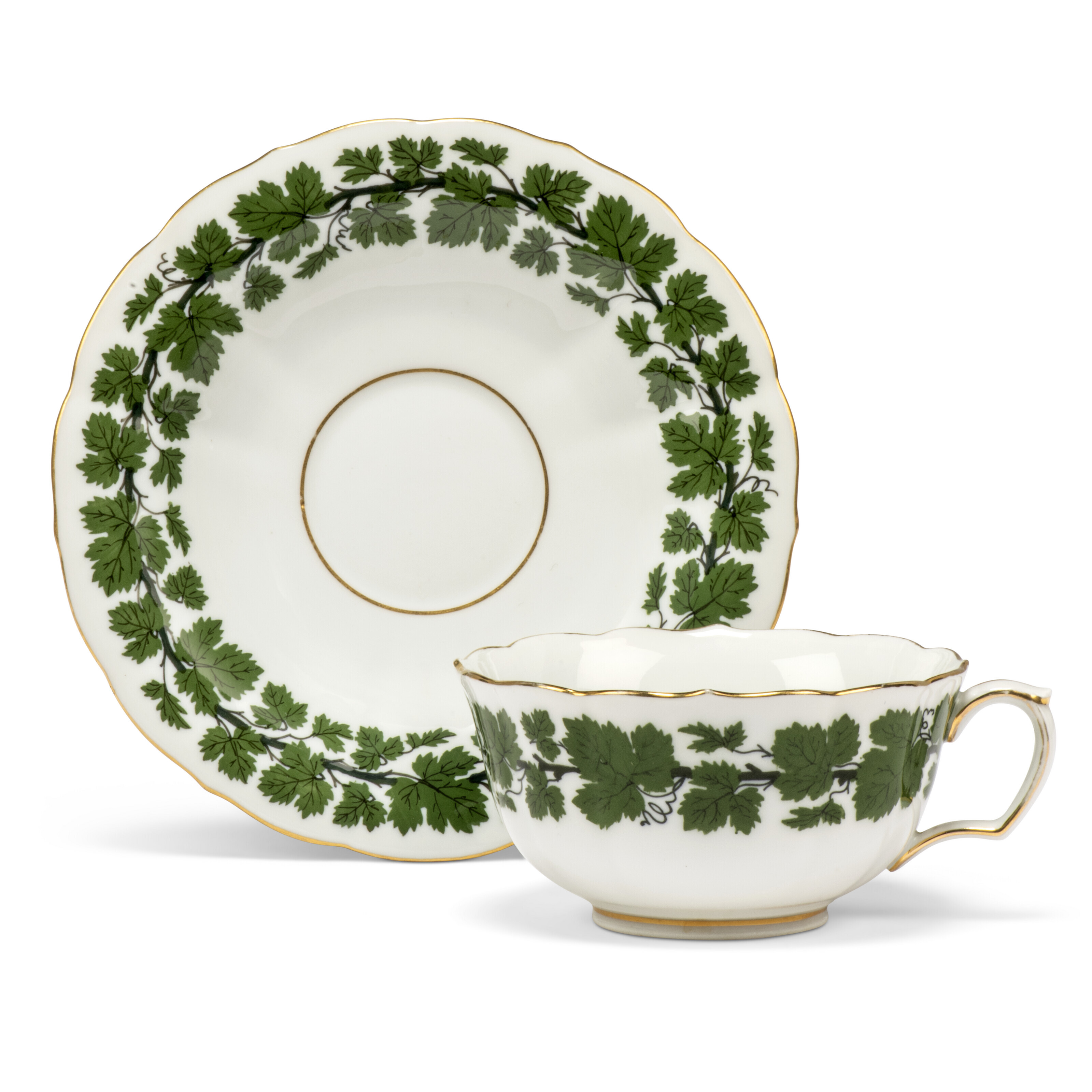 A MEISSEN PORCELAIN 'GREEN VINE' PATTERN COMPOSITE PART TABLE