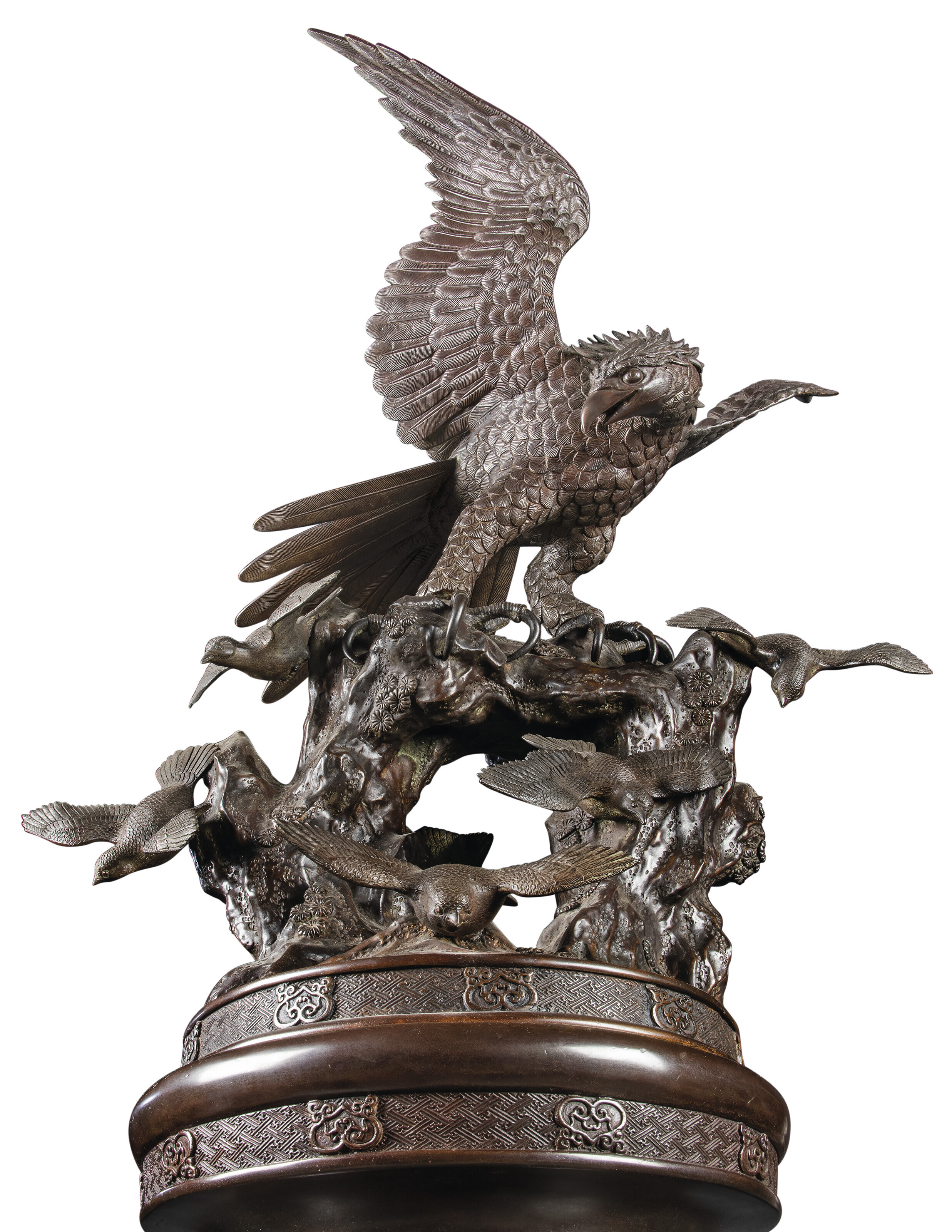 A JAPANESE PATINATED-BRONZE KORO (INCENSE BURNER), SIGNED SUZUKI