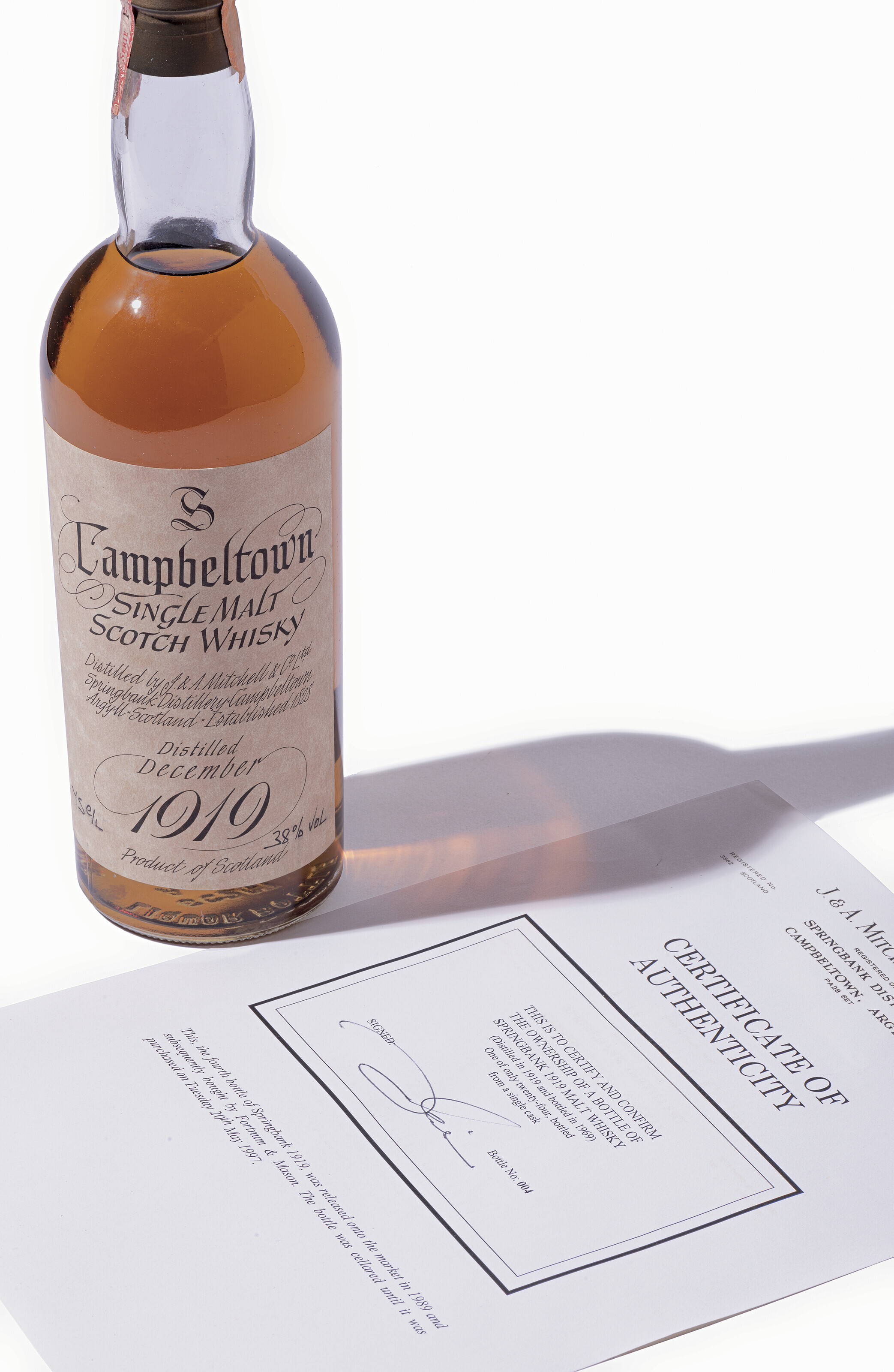 Offered with certificate of authenticity, this extremely rare 50 year old whisky once held the Guinness World Record for the most expensive whisky in the world and was ahead of its time in terms of super-premium whisky releases