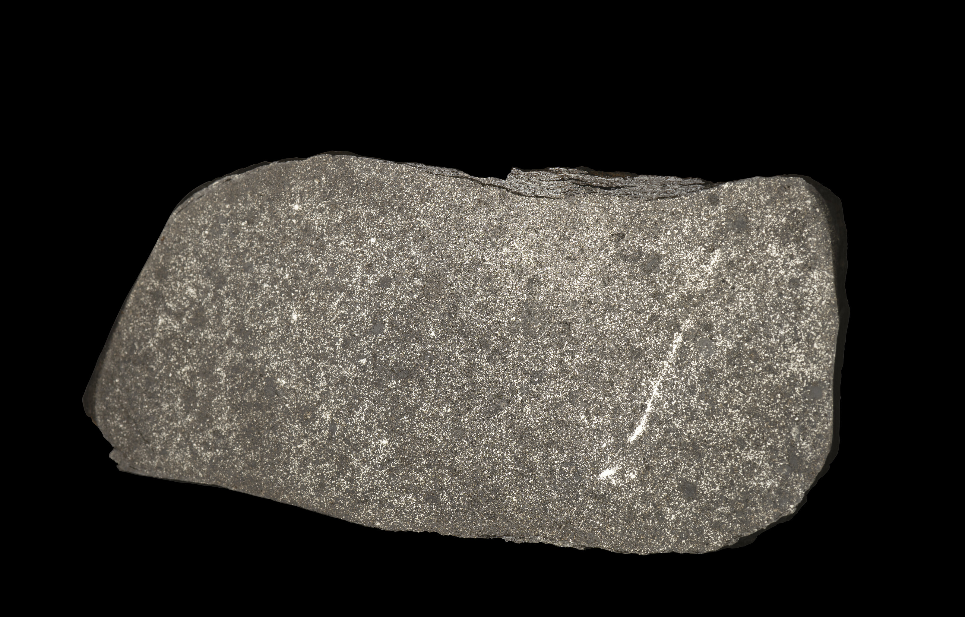 A RARE METEORITE SLICE WITH A SHOCK VEIN -- NWA 4945, Enstatite