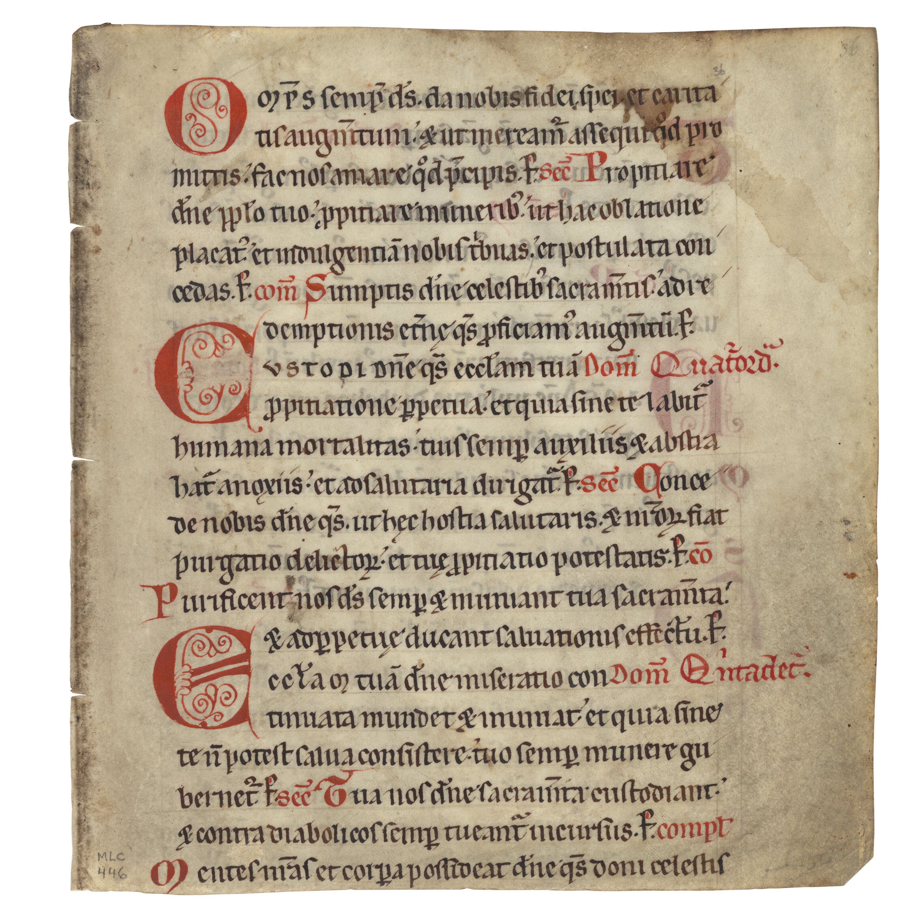 A Romanesque Sacramentary, Leaf from a Sacramentary in Latin, decorated ...
