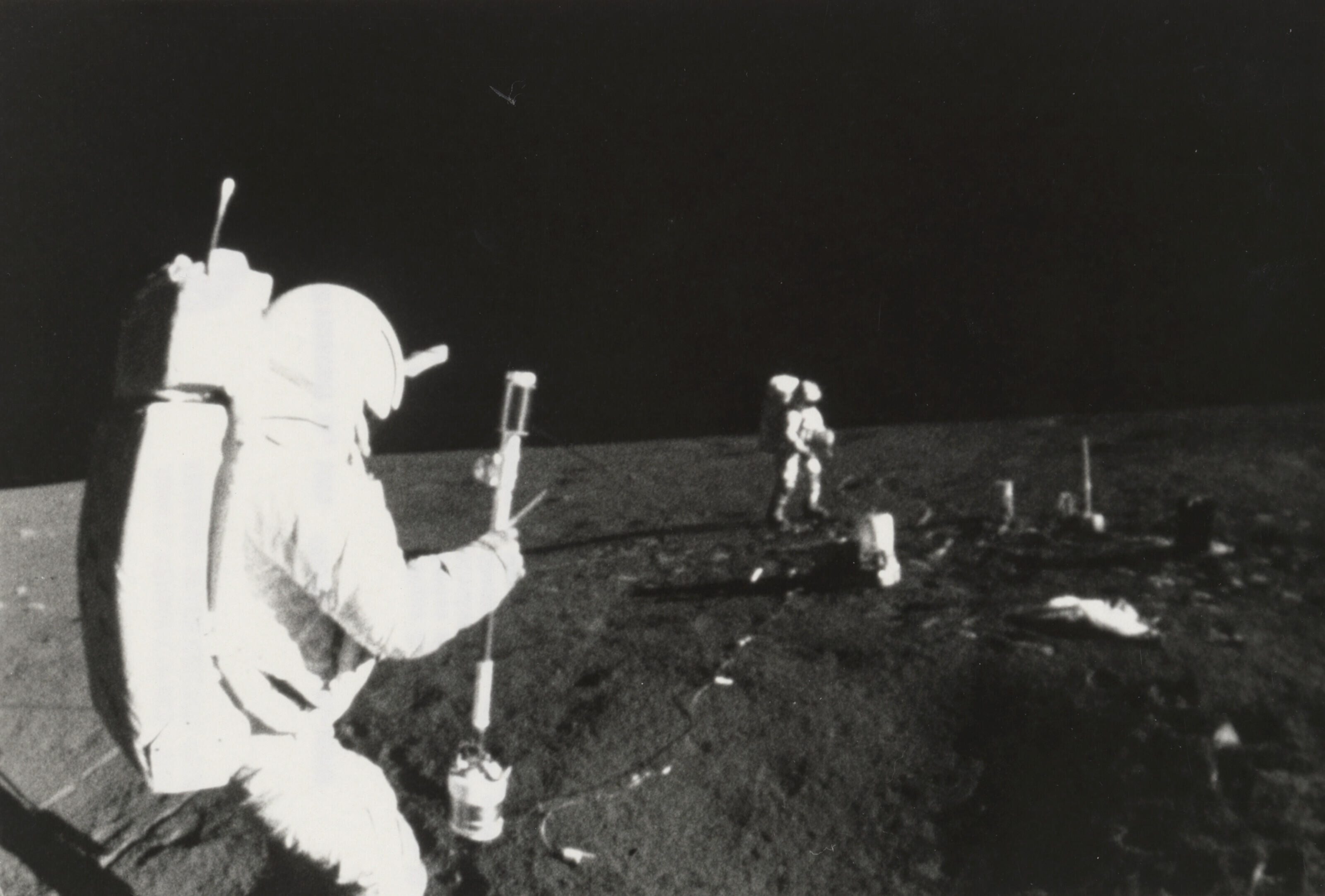 EDGAR MITCHELL AND ALAN SHEPARD UNDERTAKING SCIENTIFIC TESTS, FEBRUARY ...