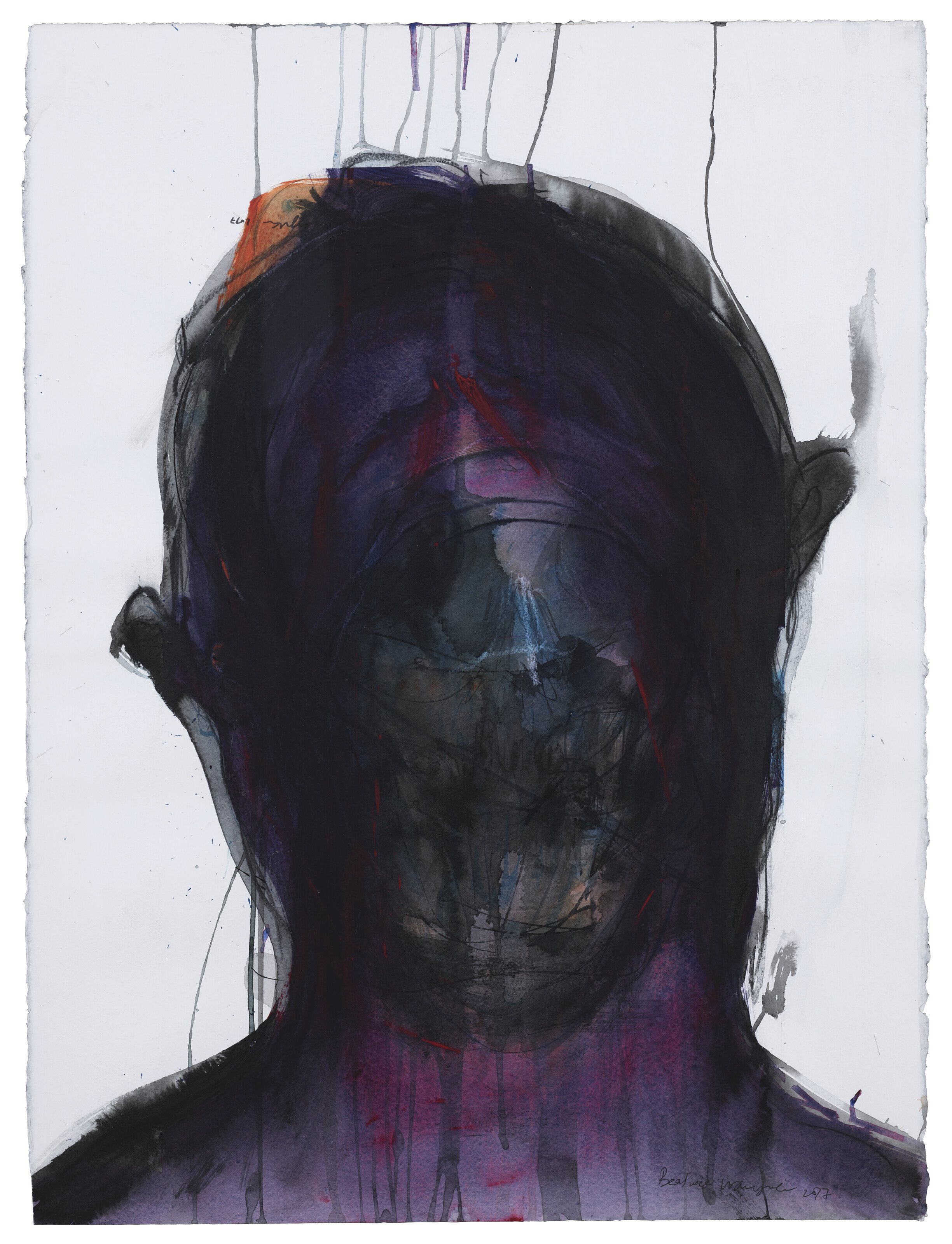 Beatrice Wanjiku (b. 1978), Study II (Savages Series), 2017. Ink and graphite on paper. 30⅛ x 22&frac12; in (76.5 x 57 cm). Sold for £3,528 on 13 October 2022 at Christie’s in London