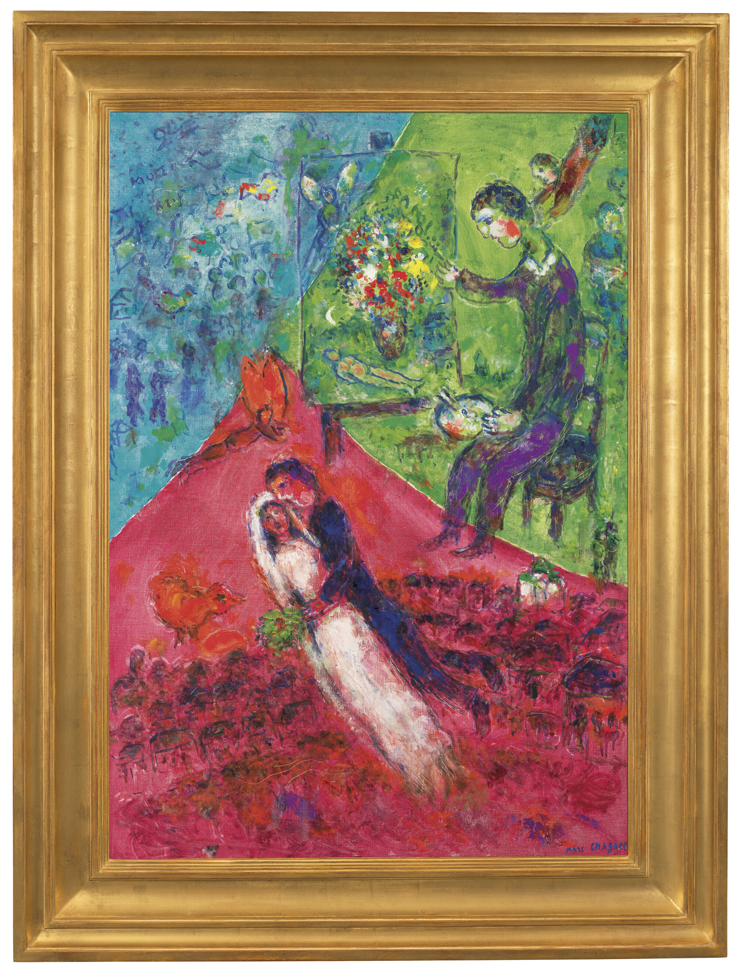 MARC CHAGALL (1887-1985), Le peintre et les mariés aux trois