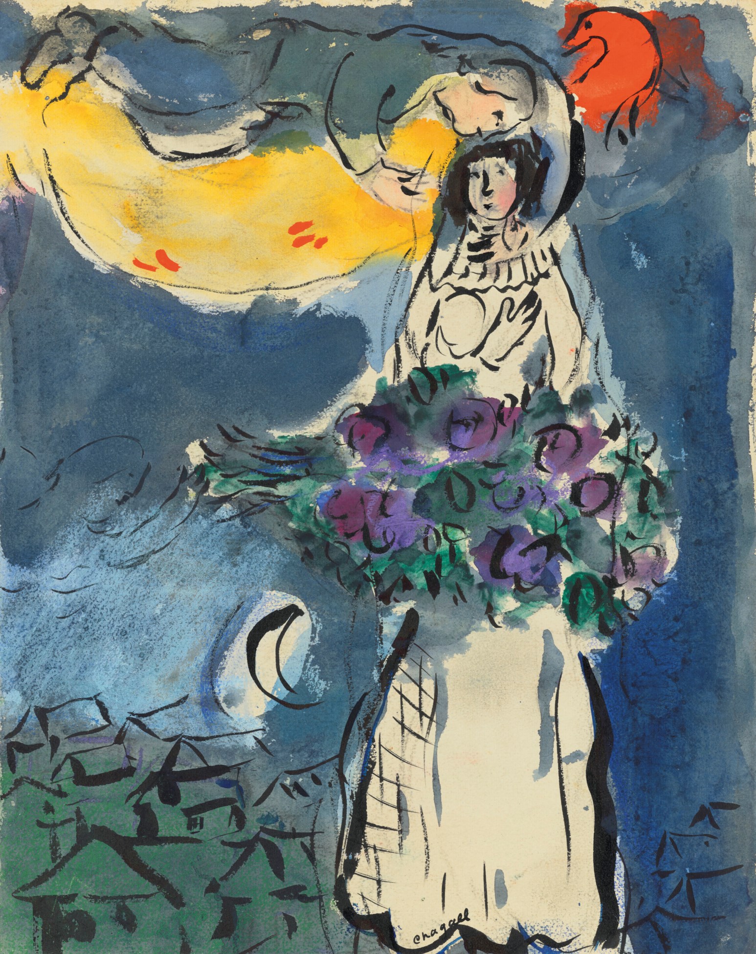 MARC CHAGALL (1887-1985), Etude pour Le soleil rouge | Christie's