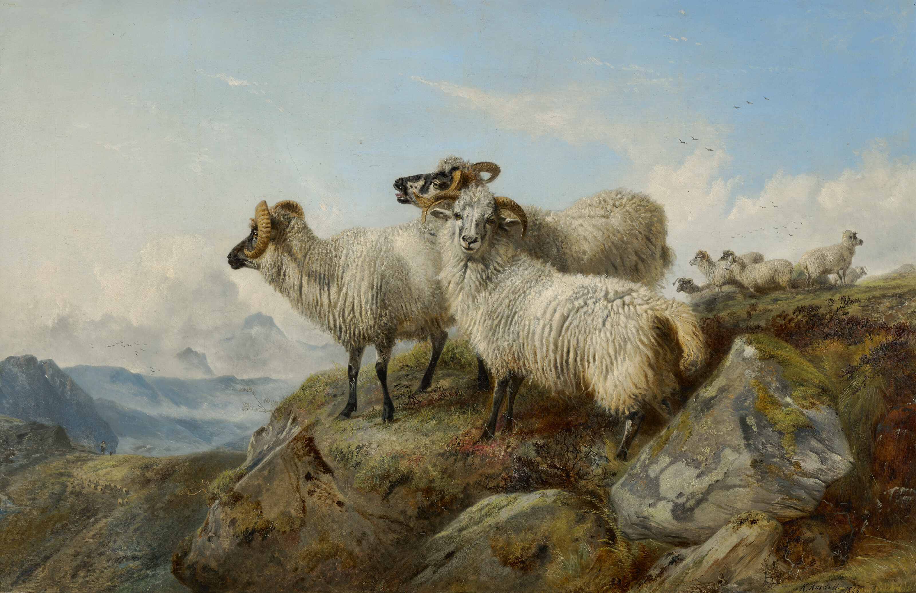 RICHARD ANSDELL, R.A. (BRITISH, 1815-1885), Mountainous landscape with ...
