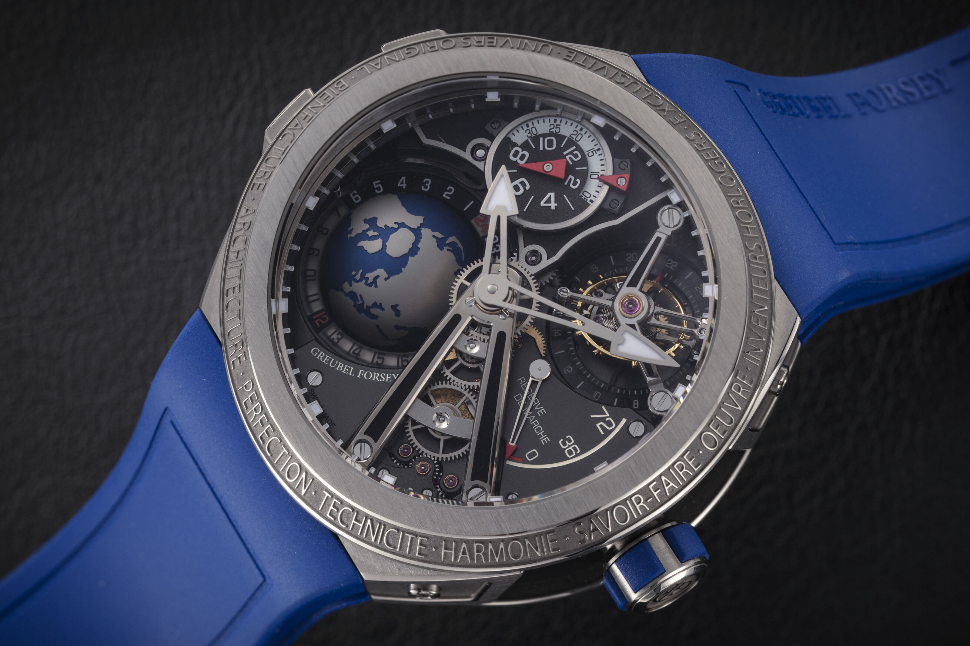GREUBEL FORSEY, GMT SPORT EARTH 'BLUE', A RARE TITANIUM WORLD TIME