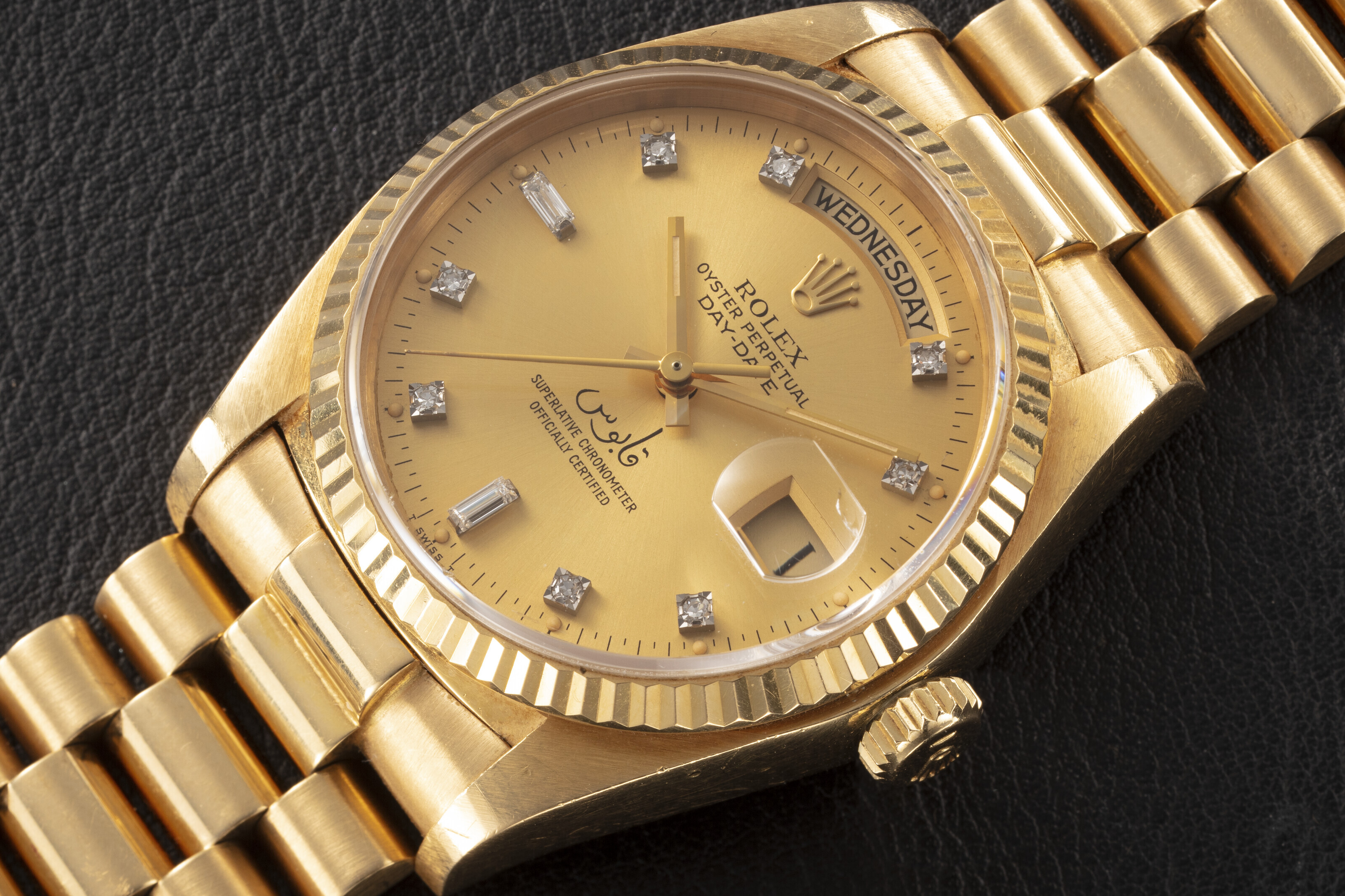 ROLEX, DAY-DATE 1802, A RARE GOLD AND DIAMOND-SET AUTOMATIC