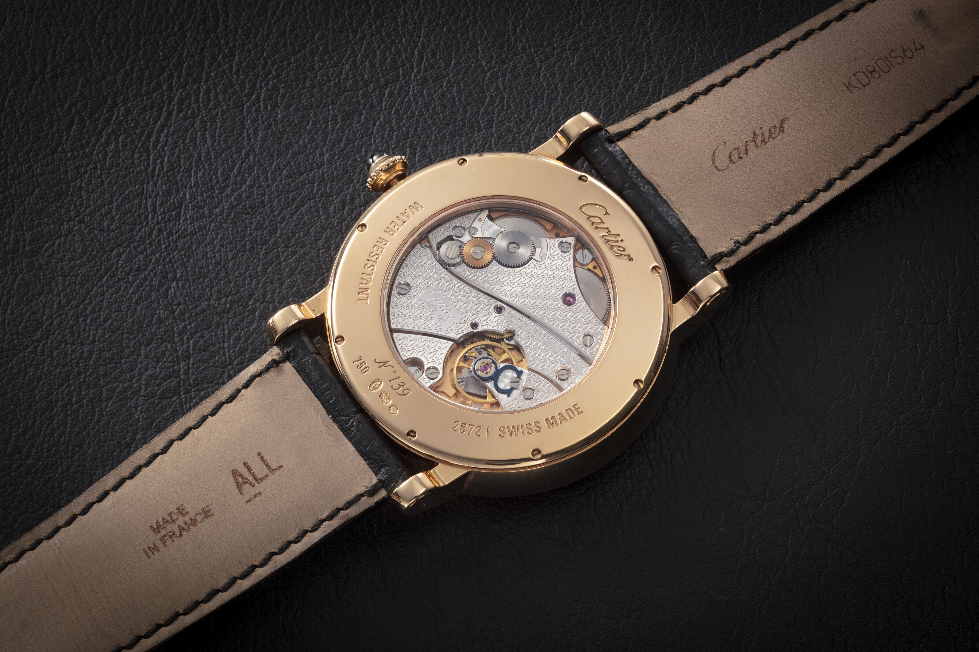 CARTIER ROTONDE JOUR ET NUIT A GOLD WRISTWATCH WITH HAND ENGRAVED DAY AND NIGHT DISPLAY AND RETROGRADE MINUTES HAND CASE NUMBER 139 Christie s