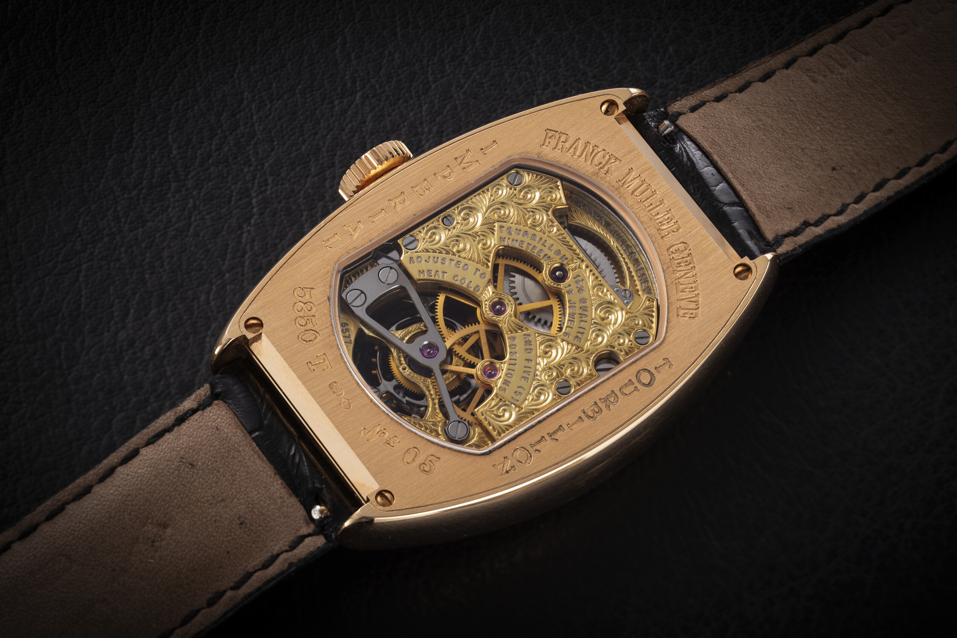 FRANCK MULLER, IMPERIAL TOURBILLON 5850T, A GOLD TONNEAU
