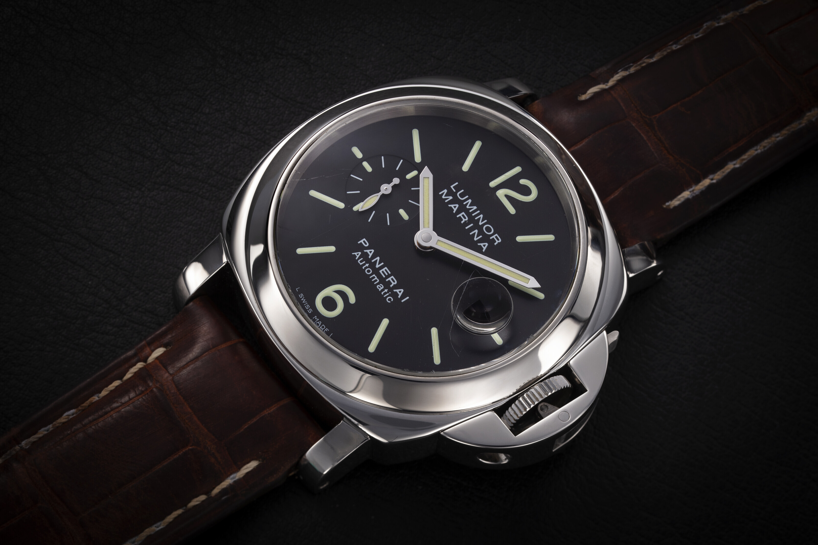 PANERAI LUMINOR PAM104 A STEEL AUTOMATIC DIVER S WRISTWATCH