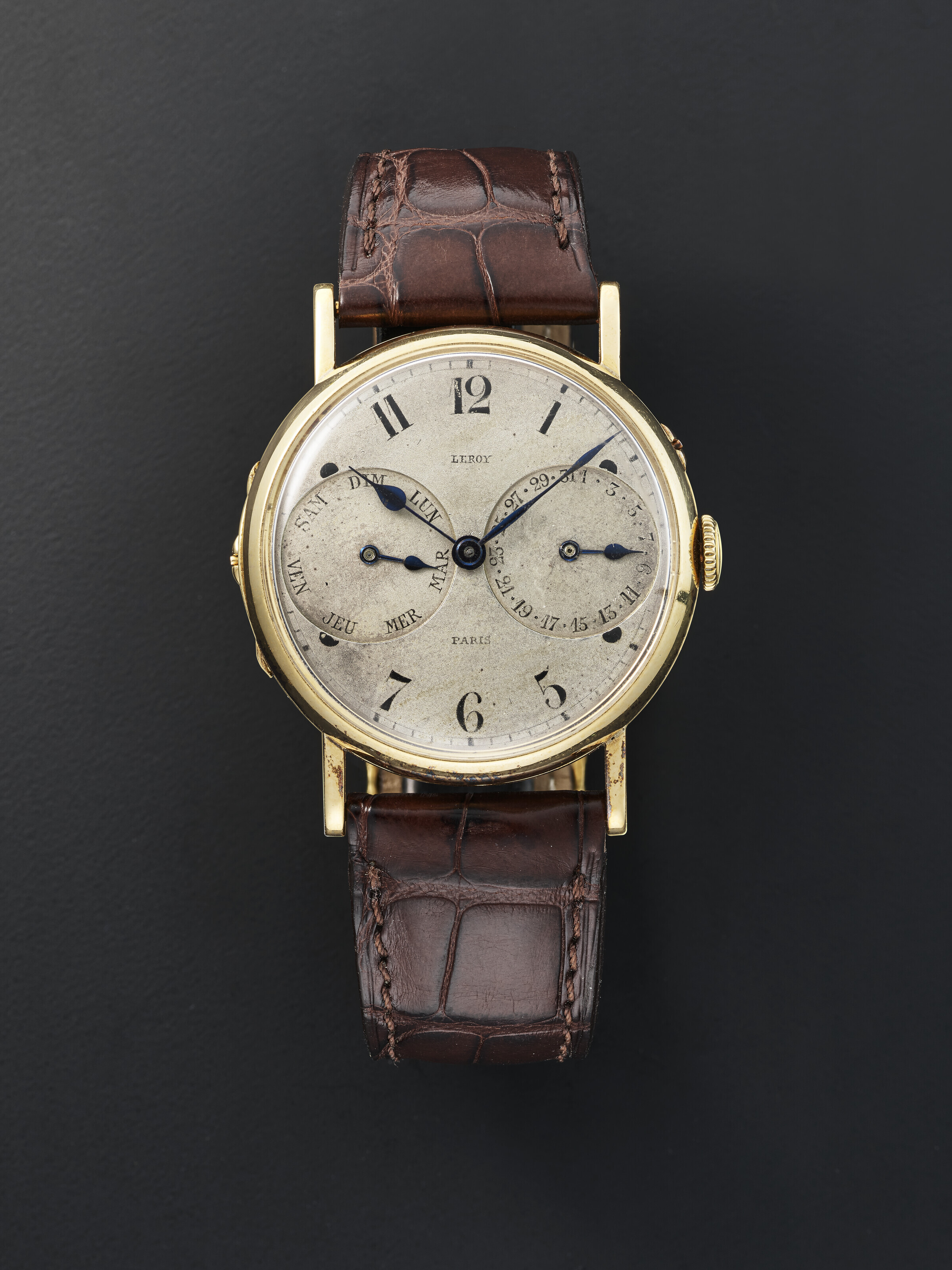 L. LEROY YELLOW GOLD HORLOGER DE LA MARINE CALENDAR Christie s