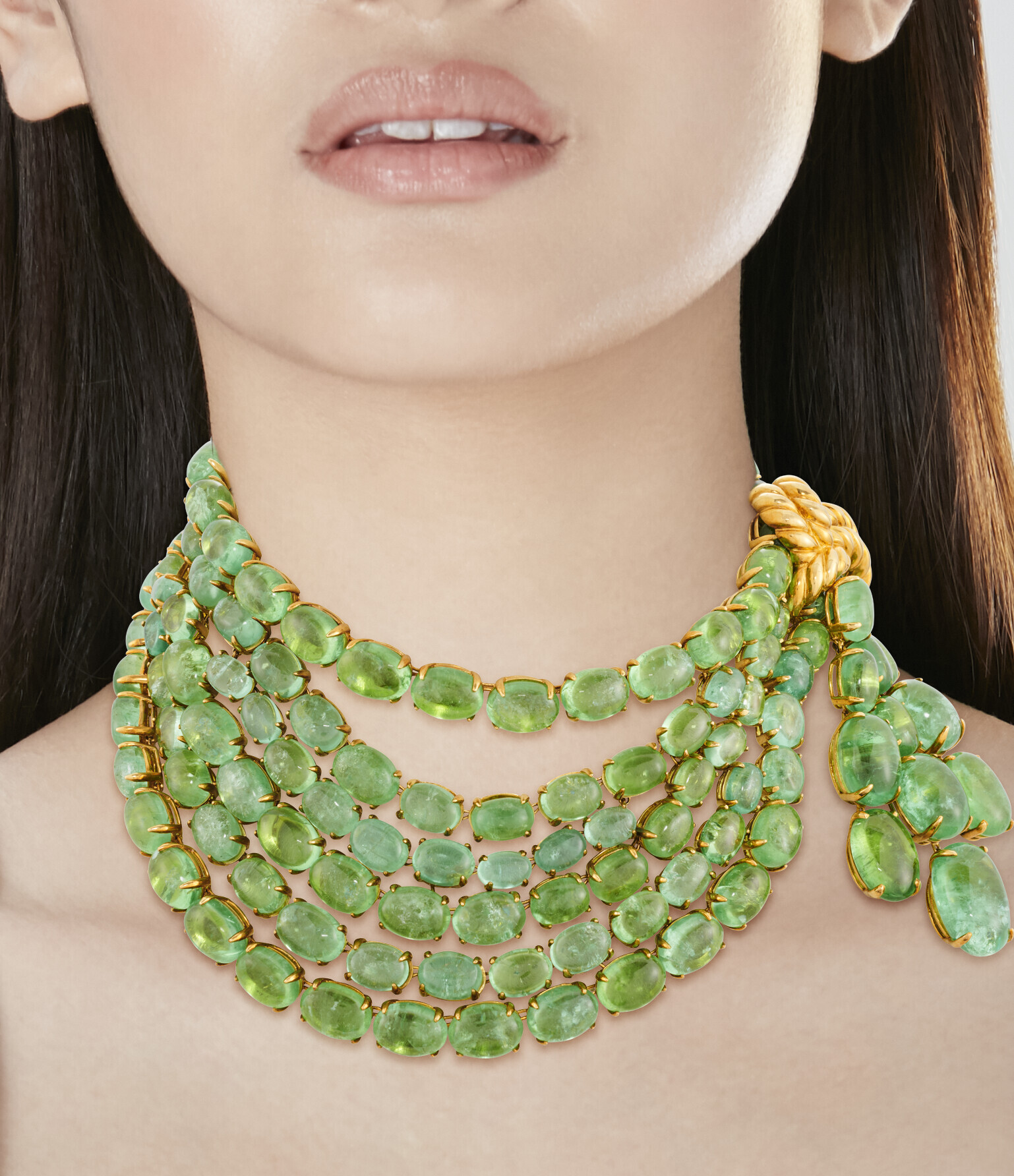 VERDURA GREEN TOURMALINE SCARF NECKLACE AND GREEN TOURMALINE AND