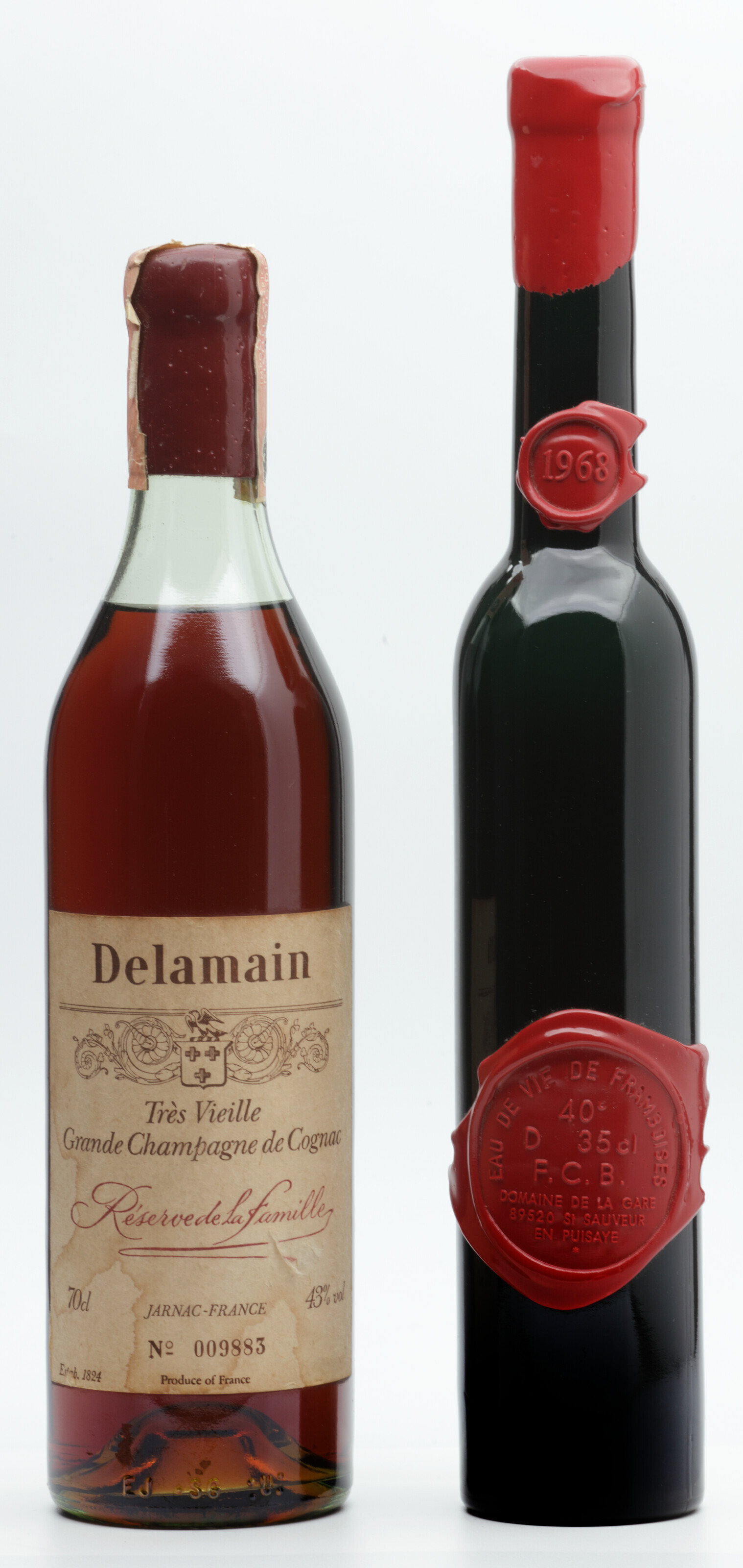 Mixed Cognac, Domaine de la Gare St Sauveur en Puisaye Eau de Vie 1968Stained and slightly