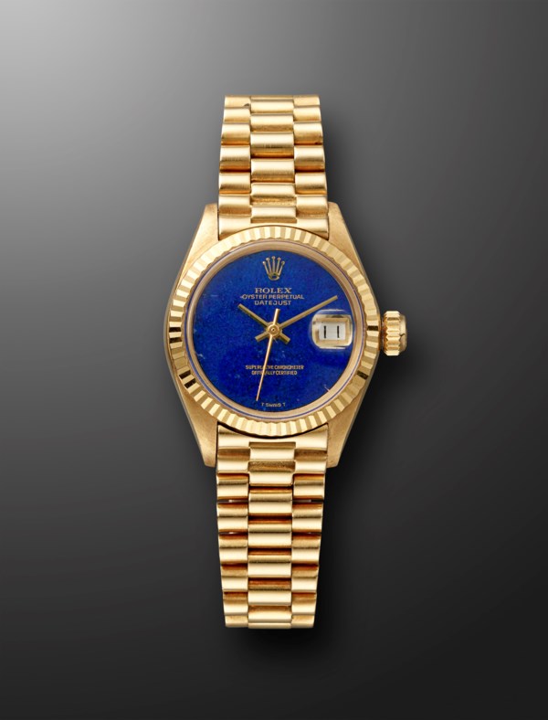 ROLEX, YELLOW GOLD 'DATEJUST' WITH LAPIS LAZULI DIAL, 6917
