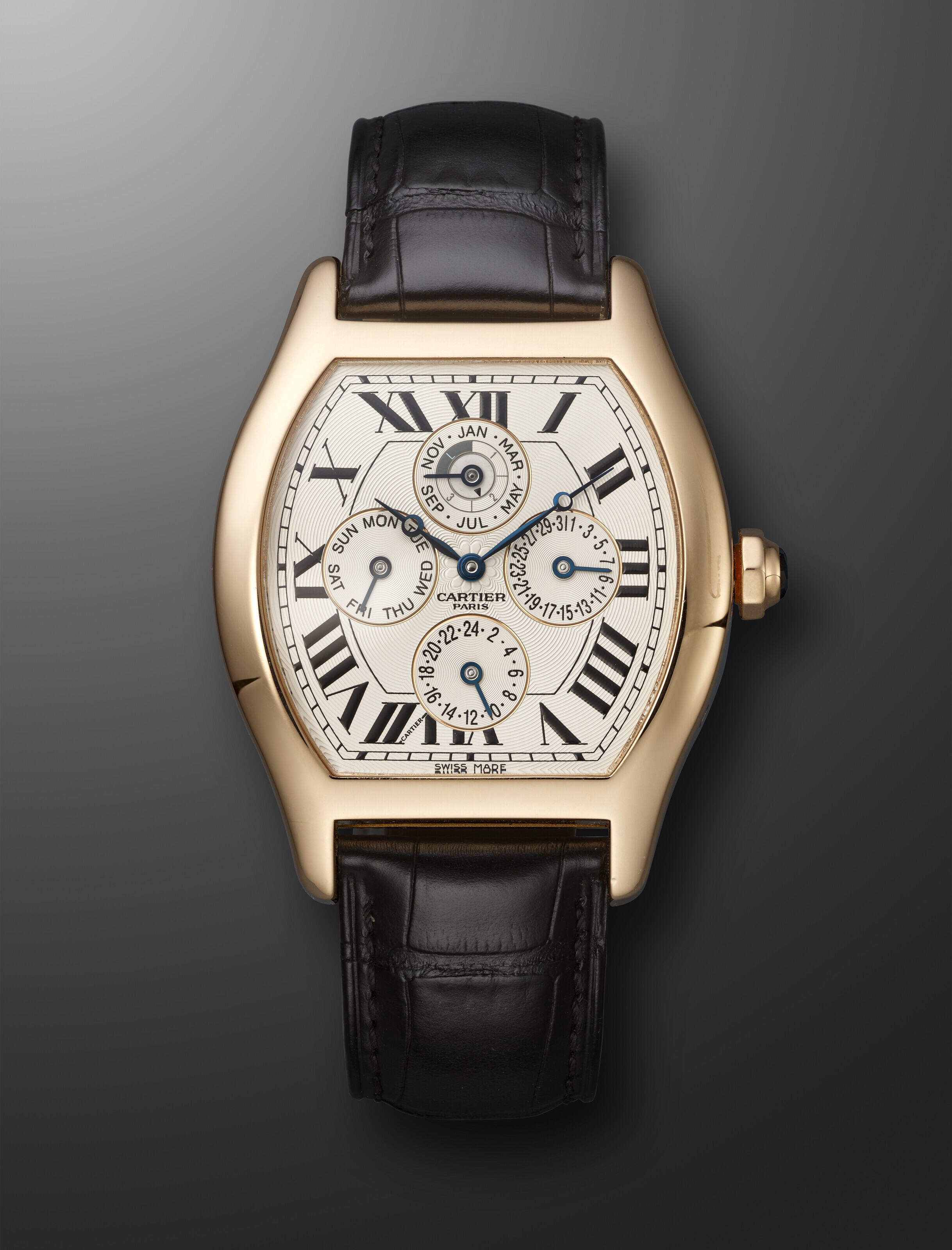 CARTIER, PINK GOLD PERPETUAL CALENDAR WITH LEAP YEAR INDICATION