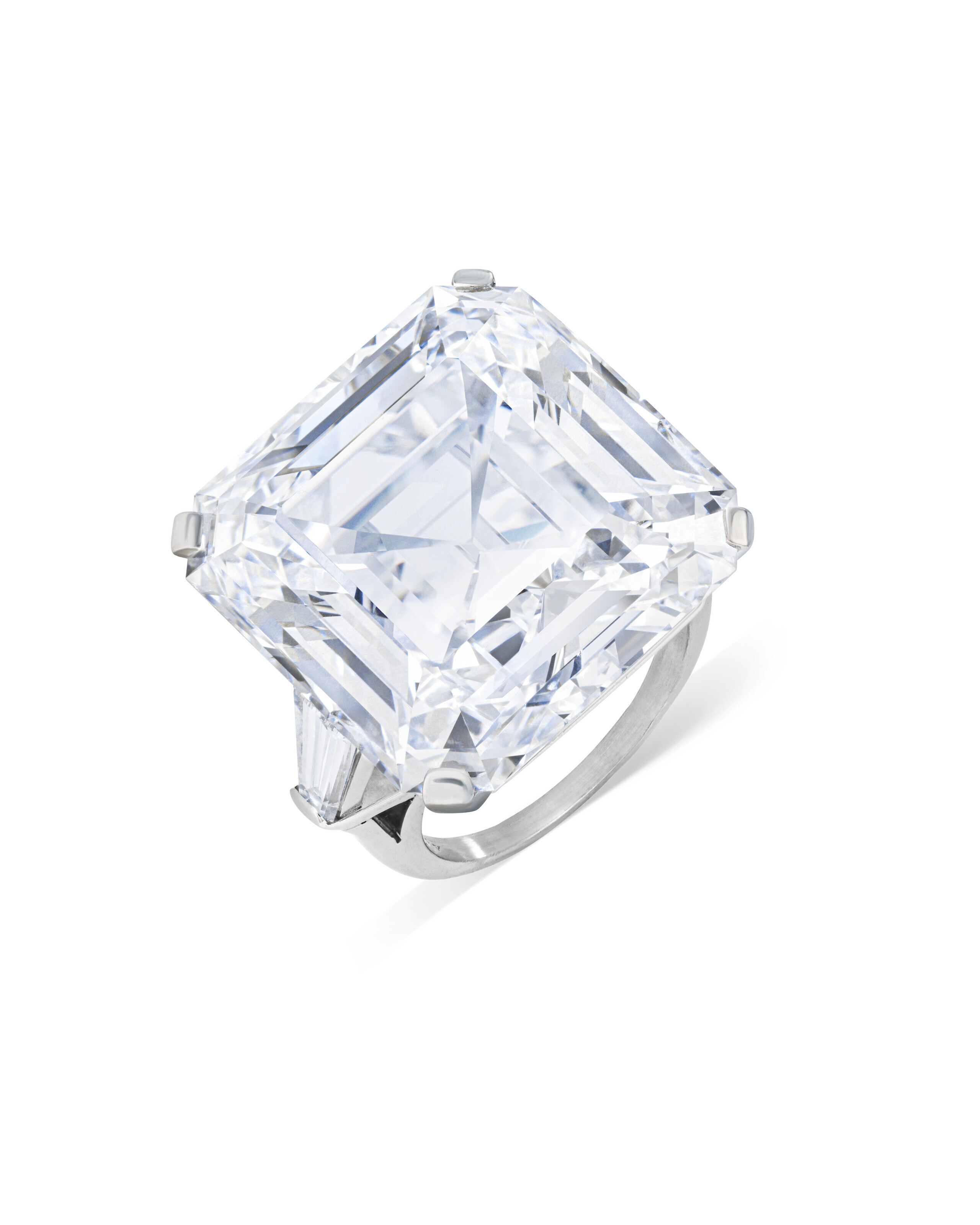 An exceptional diamond ring, by Graff. 41.36 carats, D colour, VVS1 clarity, potentially internally flawless, excellent polish and symmetry, type IIa. Sold for CHF 3,654,000 on 8 November 2022 at Christie&rsquo;s in Geneva