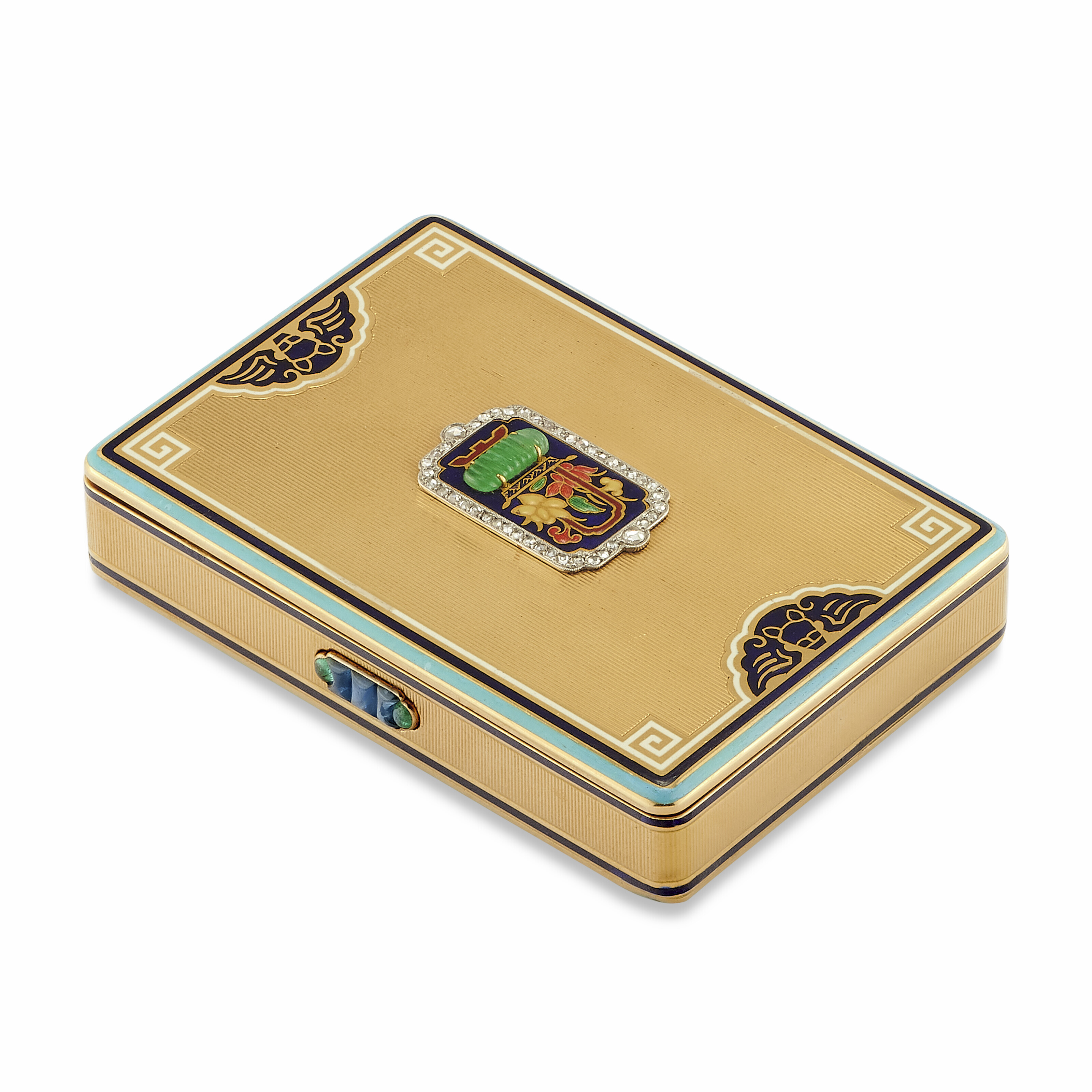 CARTIER ART DECO ENAMEL AND MULTIGEM VANITY CASE, Christie’s