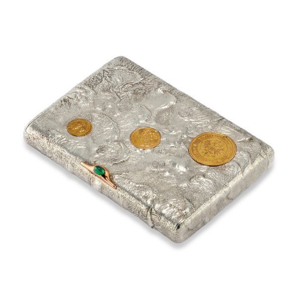 silver cigarette case for sale Set of 2 Ultra Compact Metal-Plated King Size & Stash Box (Silver Swirls) Engraved Double-sided Paisley Silver Cigarette