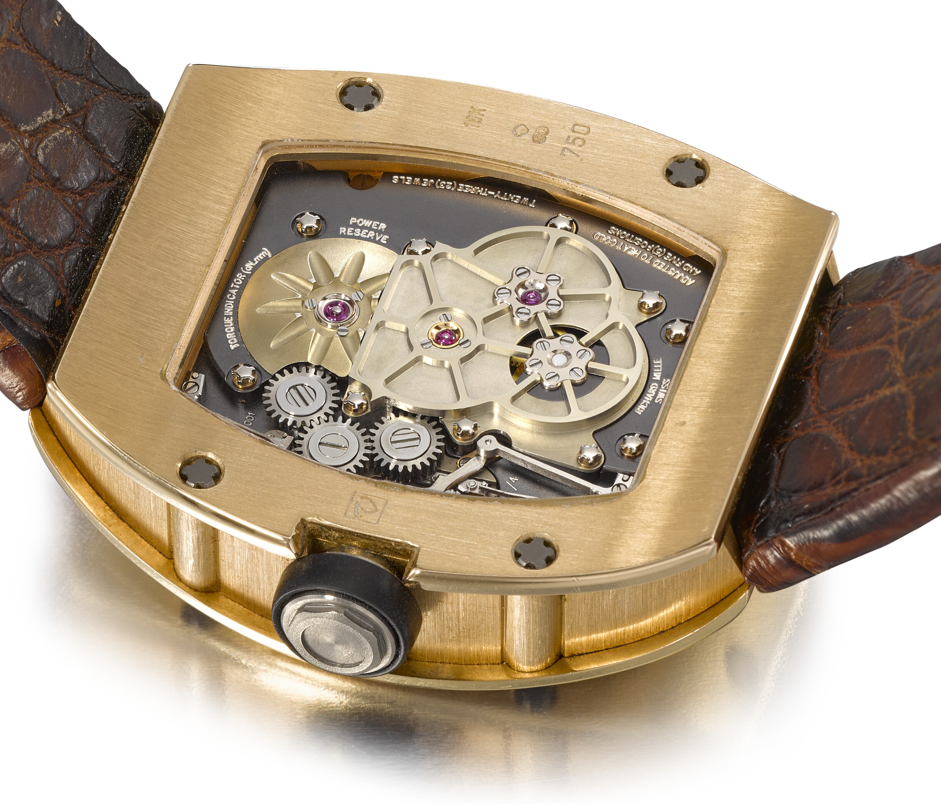 RICHARD MILLE. A UNIQUE AND HIGHLY IMPORTANT 18K PINK GOLD WRISTWATCH WITH ONE MINUTE TOURBILLON TORQUE AND POWER RESERVE INDICATORS SIGNED RICHARD MILLE REF. RM001 MOVEMENT NO. 001 CASE UNNUMBERED AN...