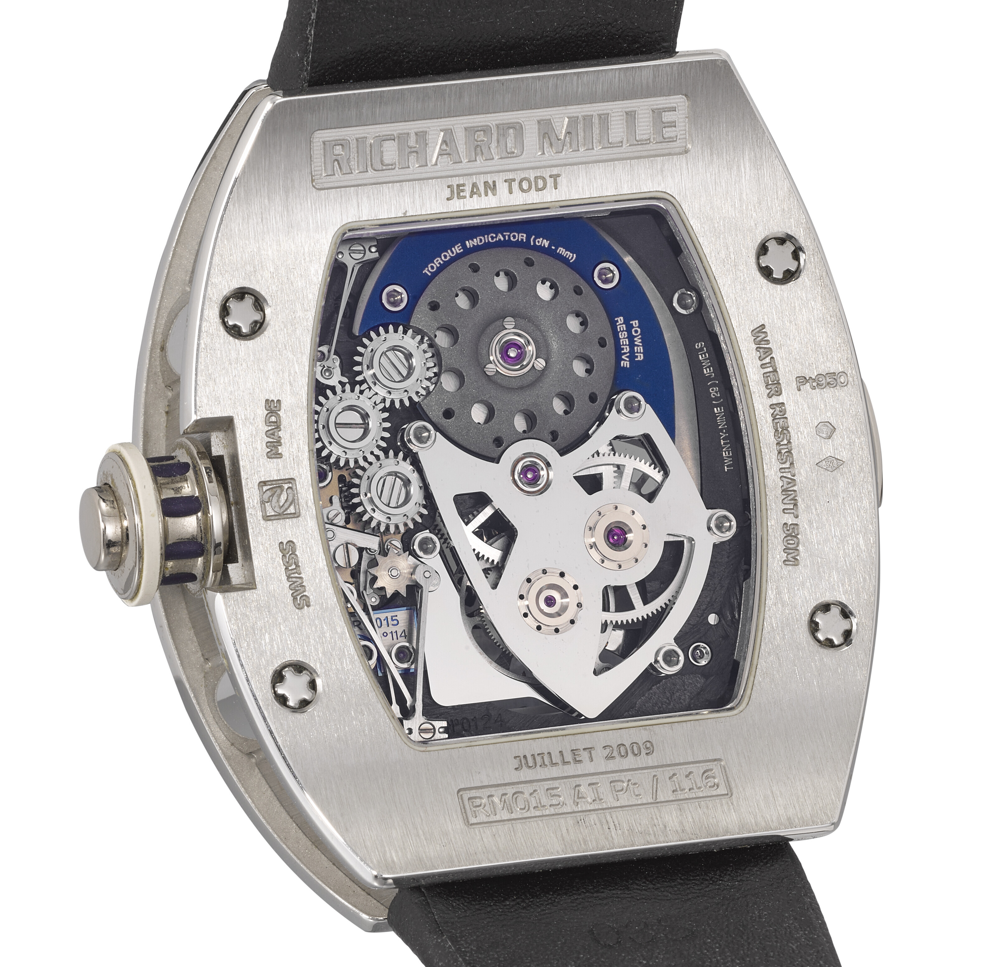 RICHARD MILLE. AN EXTREMELY RARE PLATINUM DUAL TIME TOURBILLON
