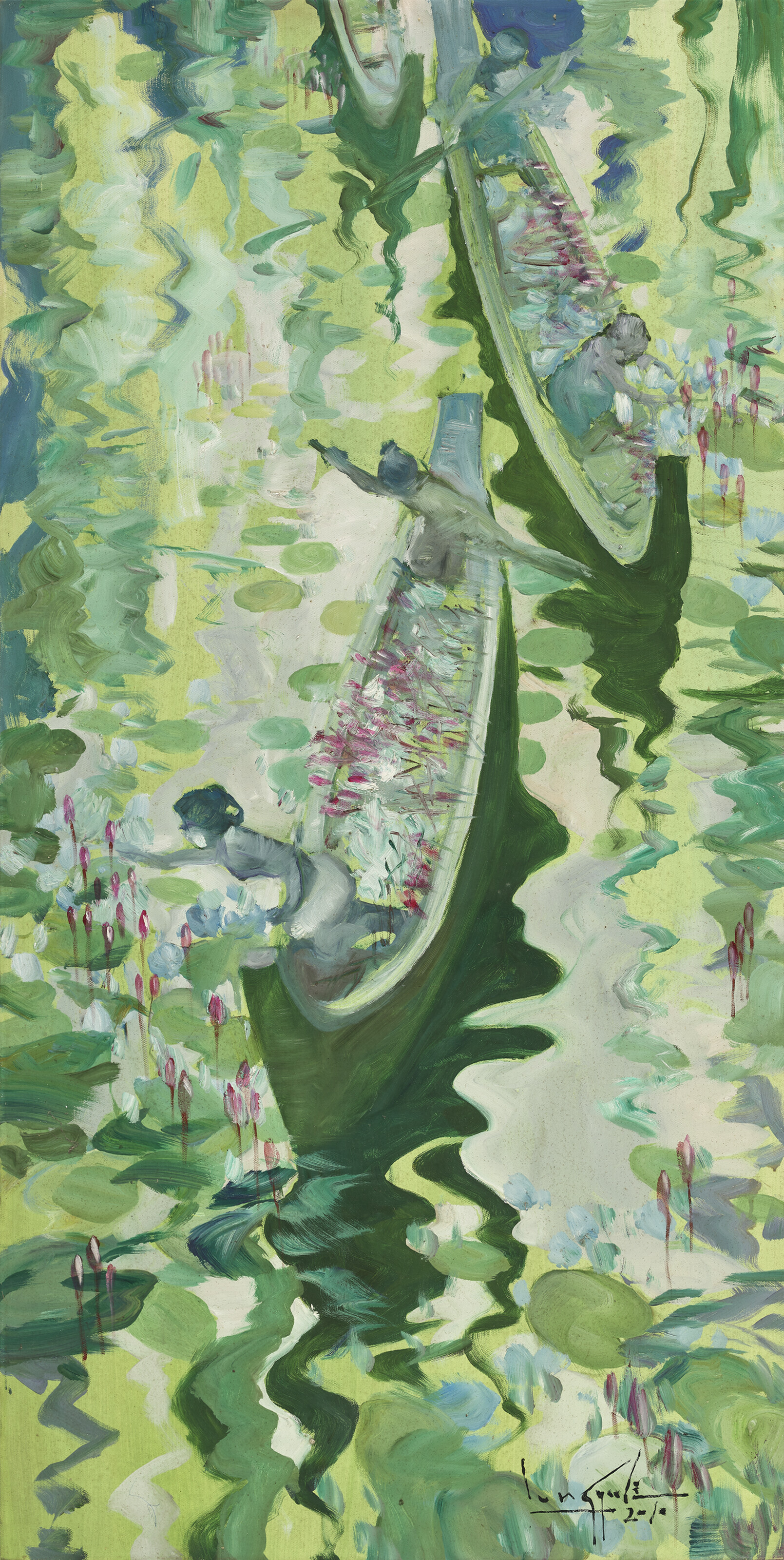 Lun Gywe U (b. 1930), Flowers boats | Christie's