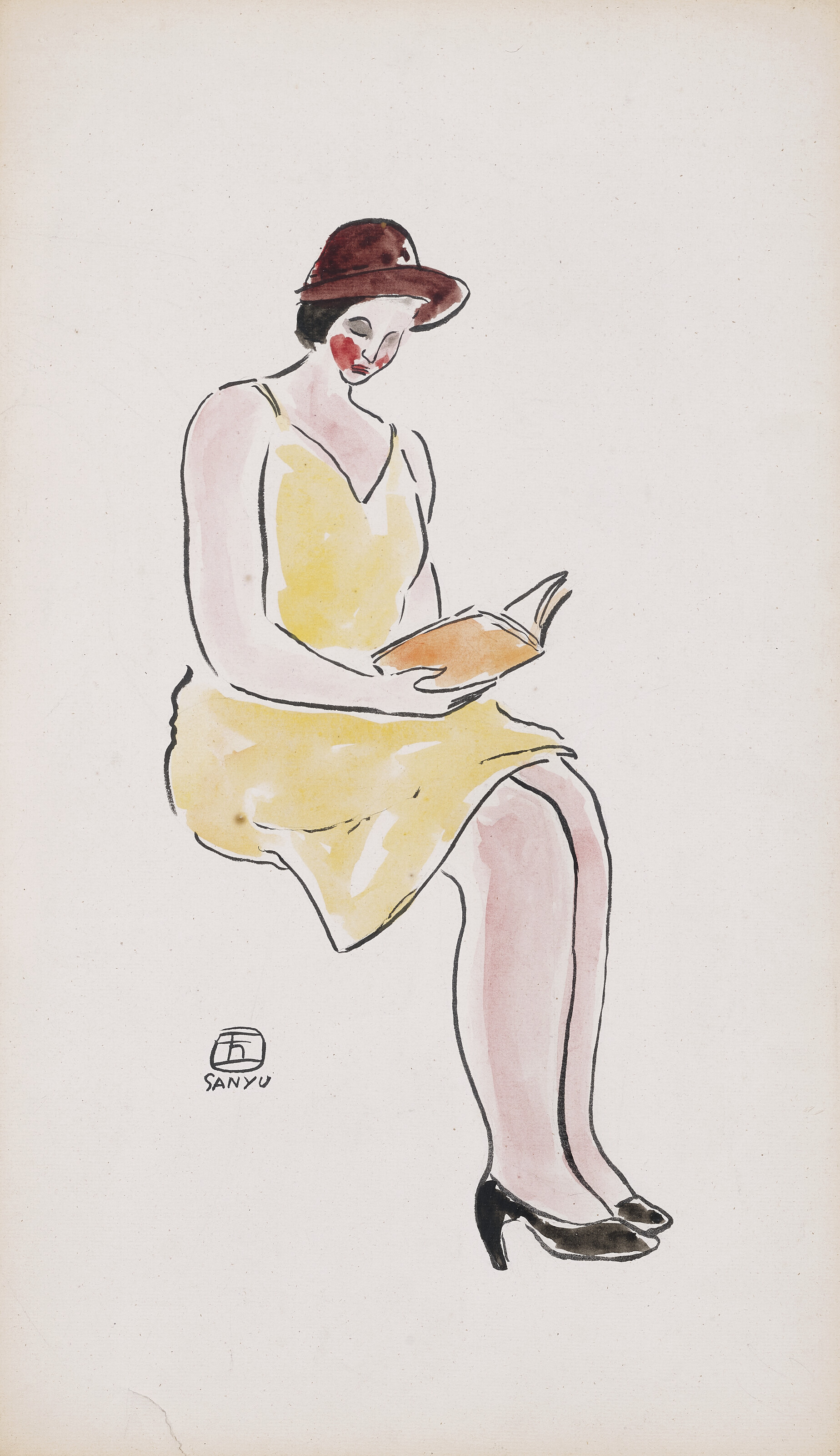 Woman in Yellow Dress Reading