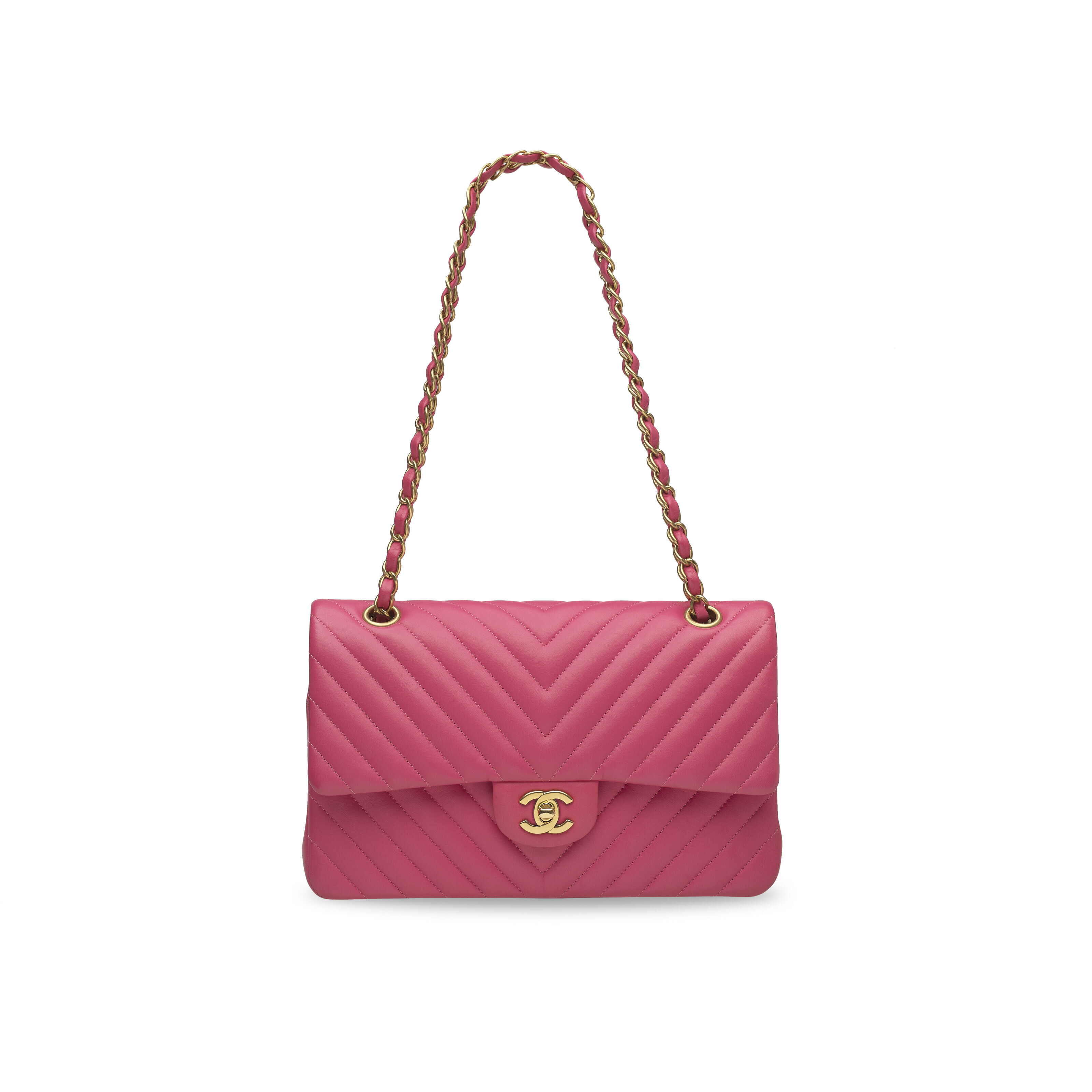 LEATHER QUILTED MEDIUM POUCH BUBBLEGUM PINK