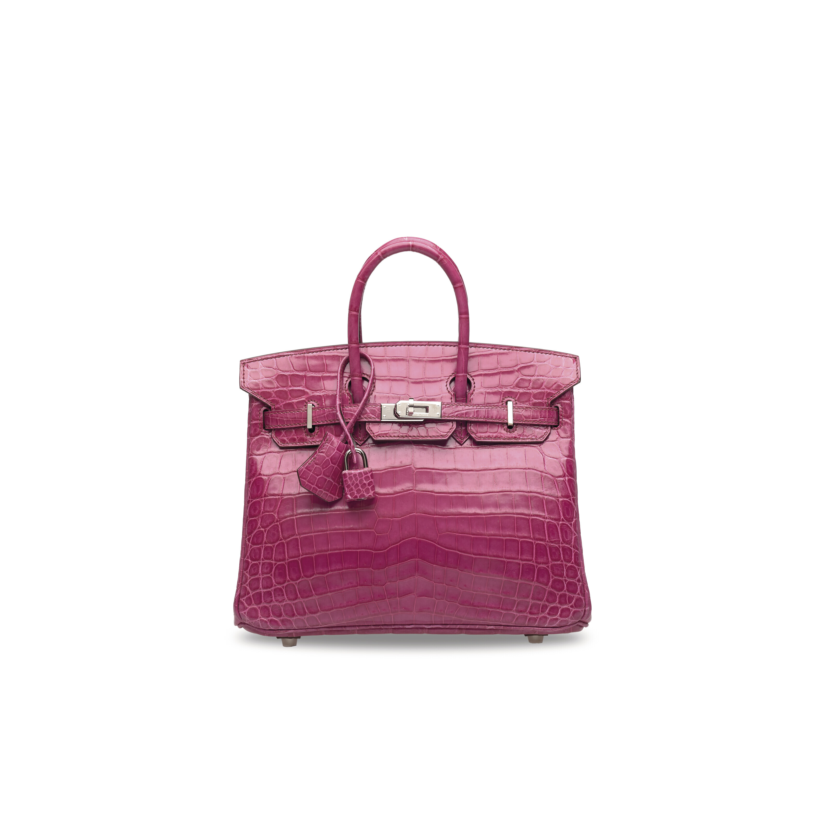 A SHINY FUCHSIA NILOTICUS CROCODILE BIRKIN 25 WITH PALLADIUM