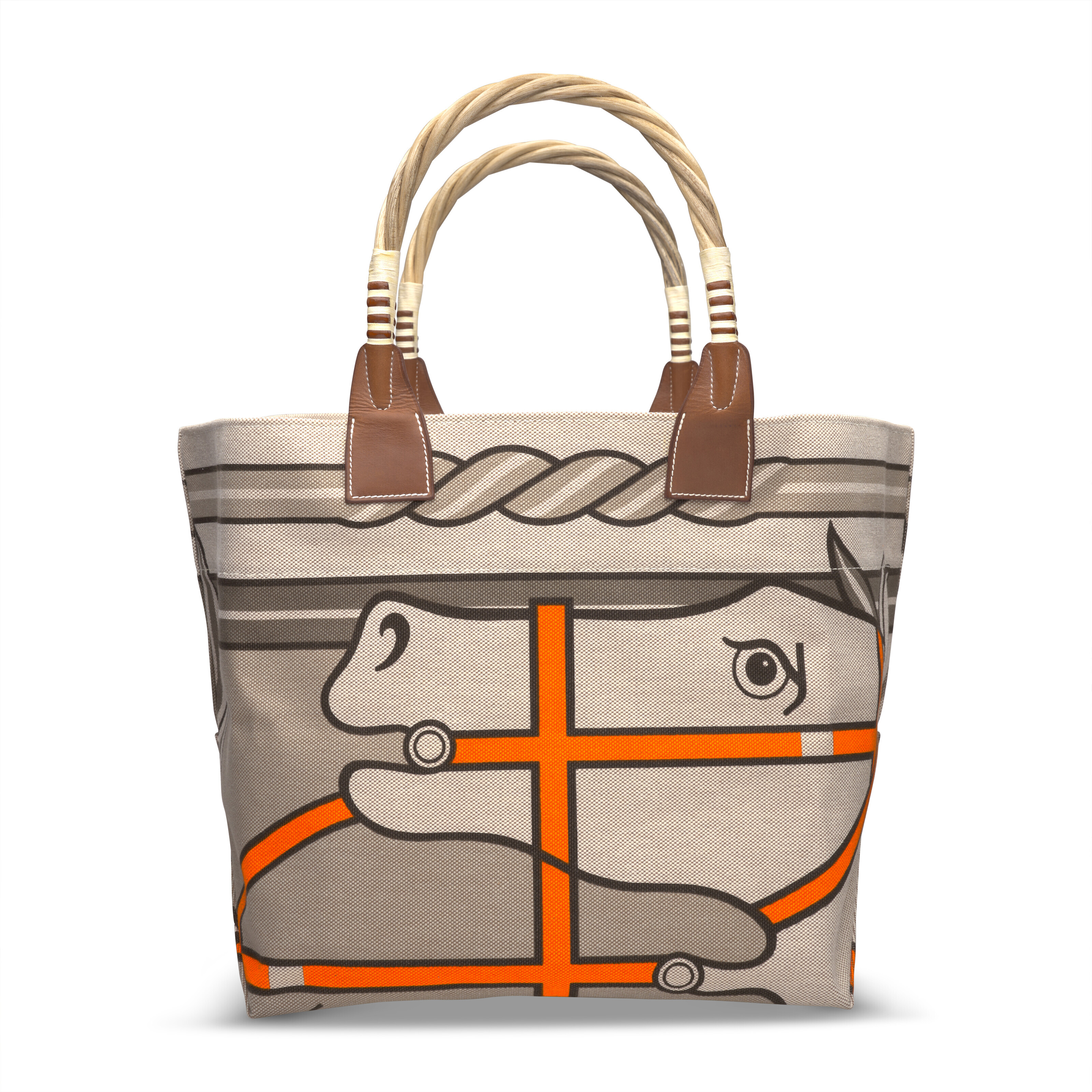 A QUADRIGE PRINT CANVAS EQUESTRIAN TOTE BAG HERM S 2011 Christie s