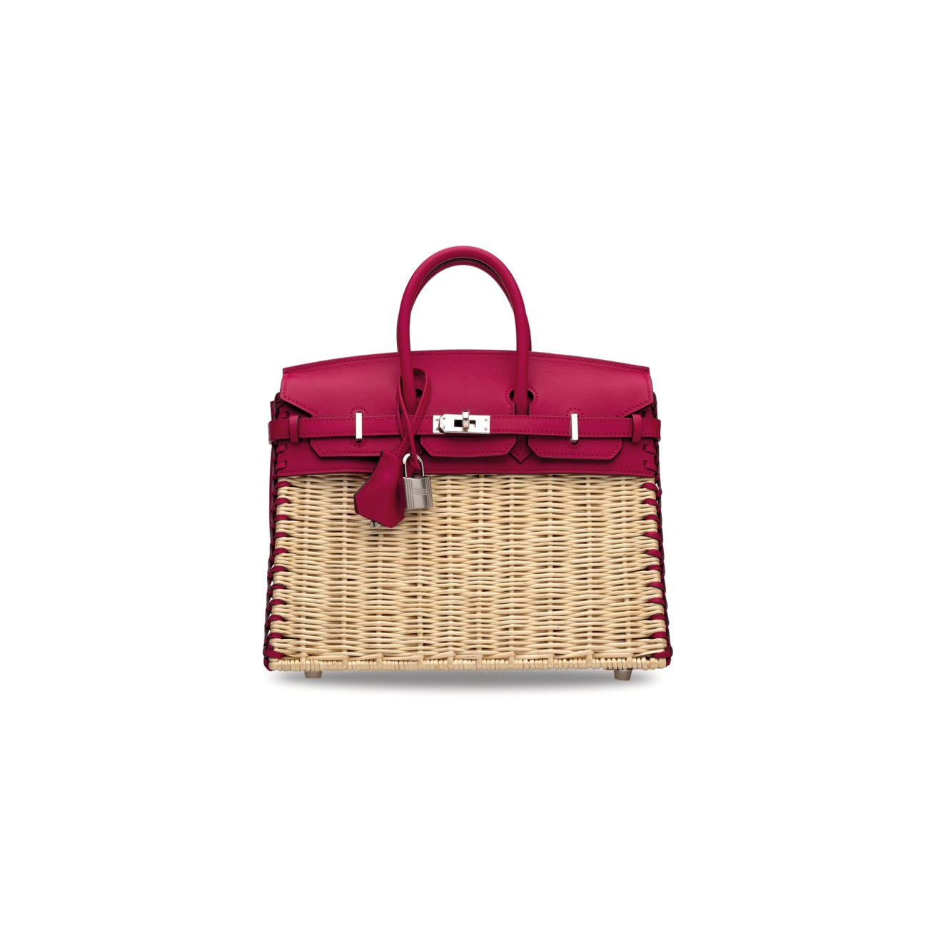 A LIMITED EDITION FRAMBOISE SWIFT LEATHER & OSIER PICNIC BIRKIN 25 WITH