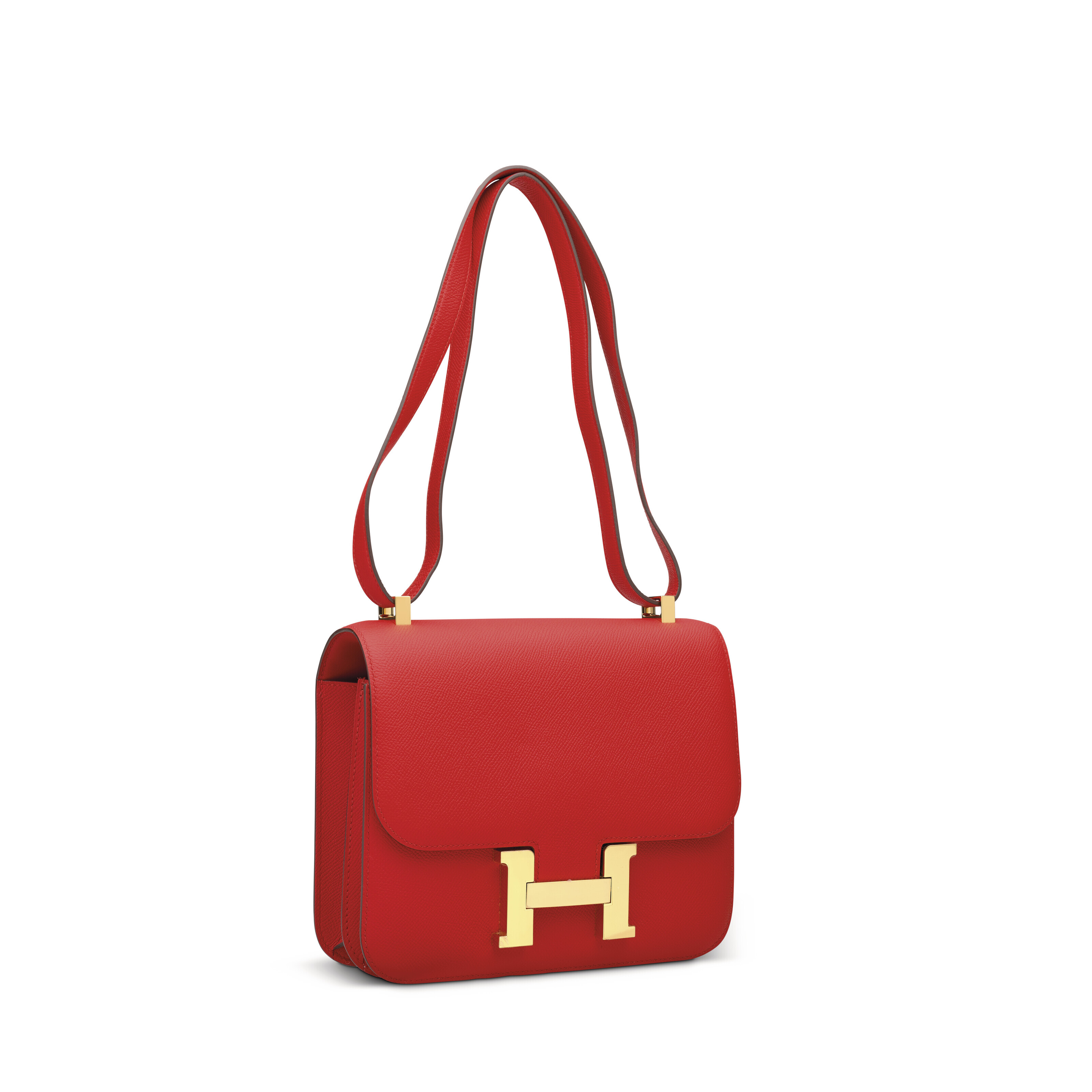 A ROUGE CASAQUE EPSOM LEATHER CONSTANCE 24 WITH GOLD HARDWARE