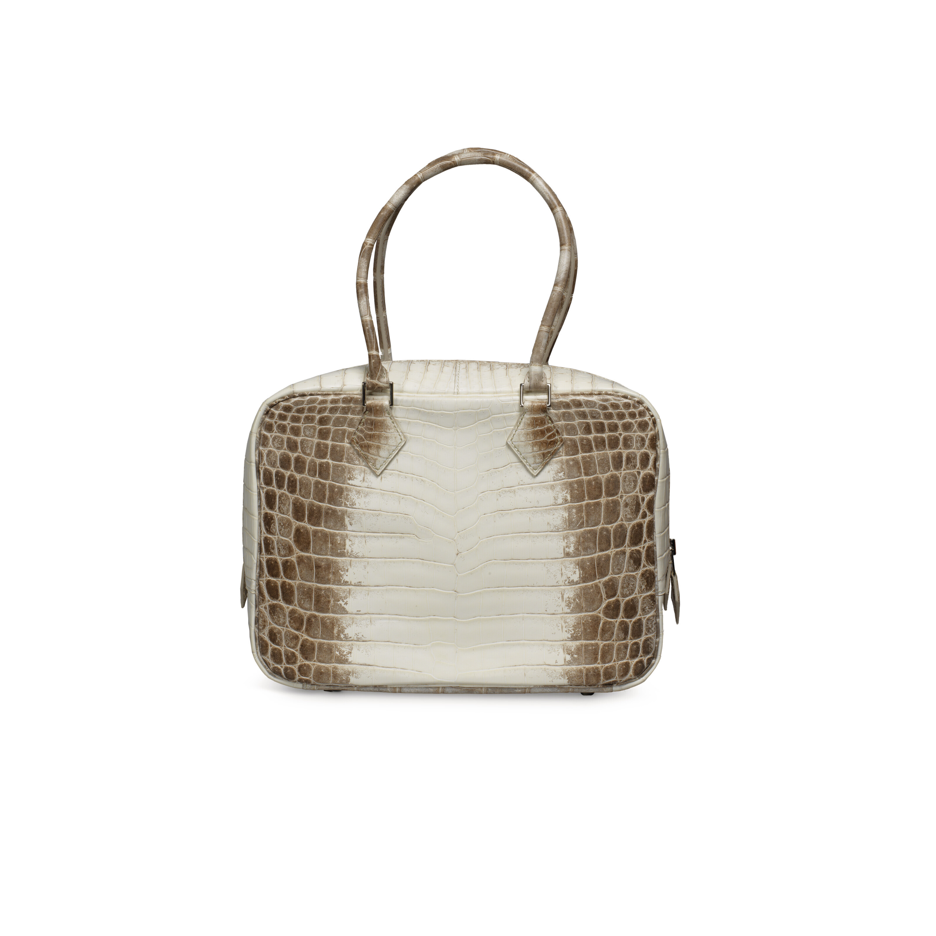 A rare, matte white Himalaya Niloticus Crocodile Birkin 25 with palladium hardware. Herm&egrave;s, 2018. Sold for €126,000 on 26 April 2023 at Christie’s Online