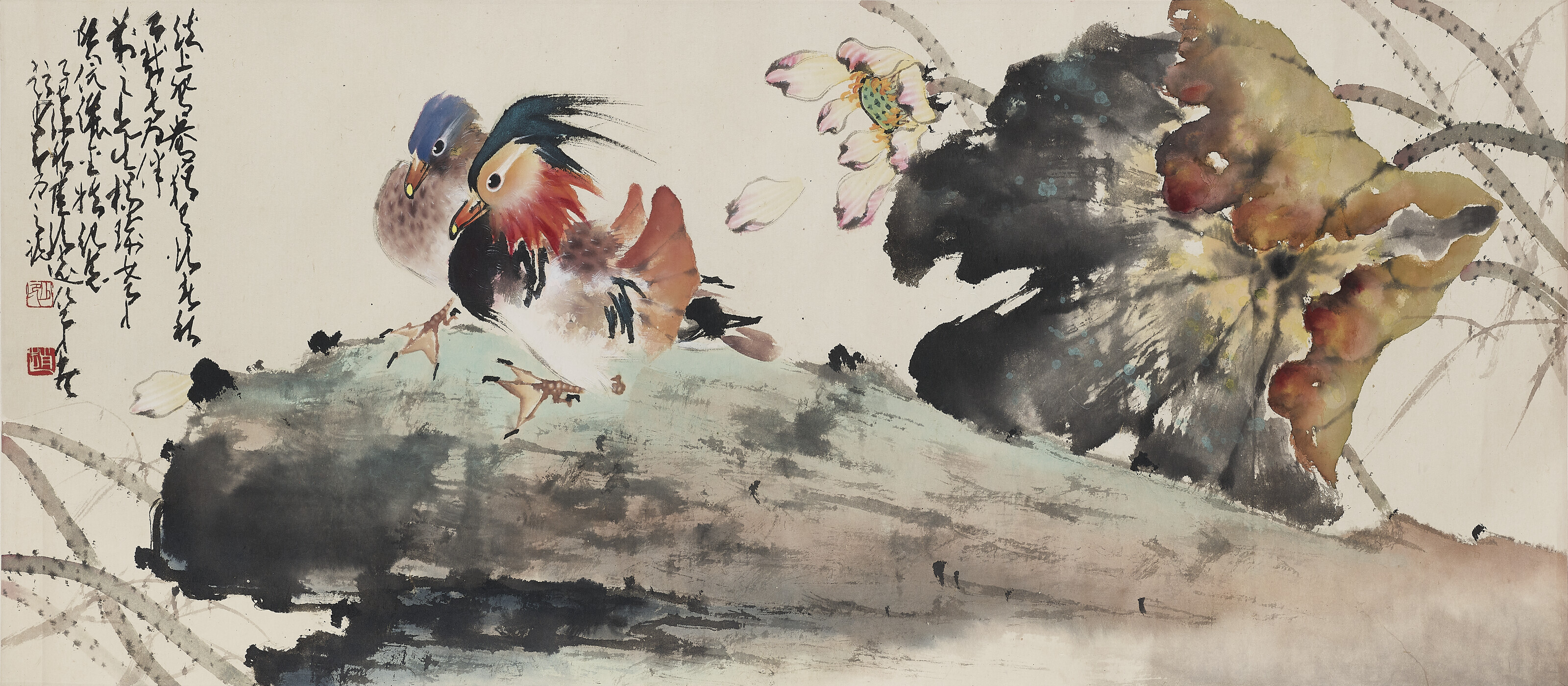 LU QINGYUAN (LO CHING YUAN, B. 1946), Lotus and Mandarin Ducks Christie’s