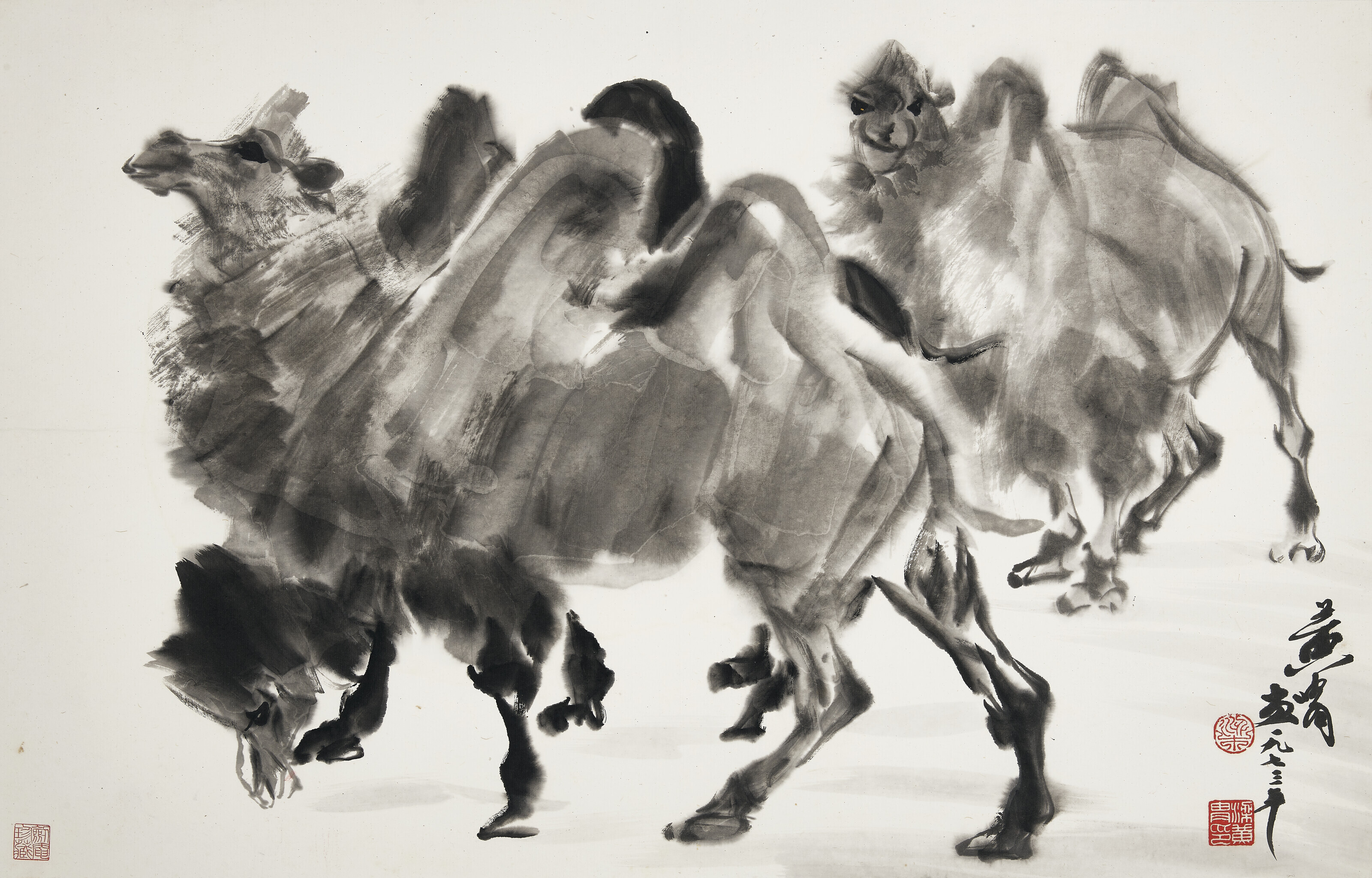 黃冑 美女圖 黃胄驢| Huang Zhou, Donkeys | Fine Chinese Paintings