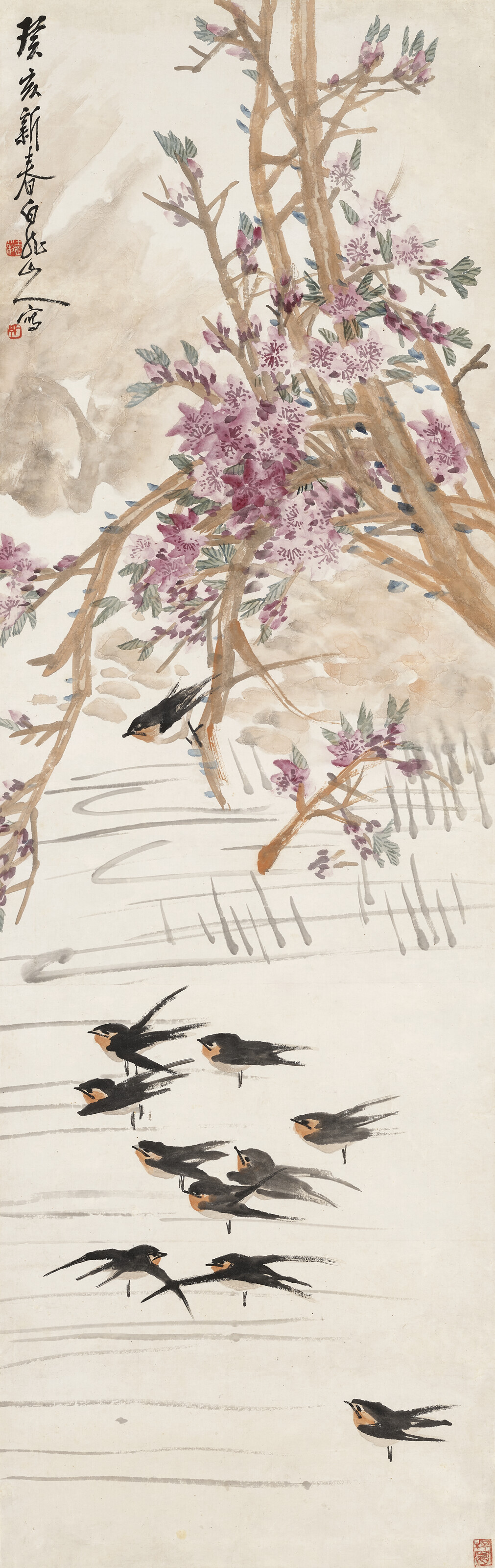 WANG ZHEN (1867-1938), Peach Blossom and Swallows | Christie’s