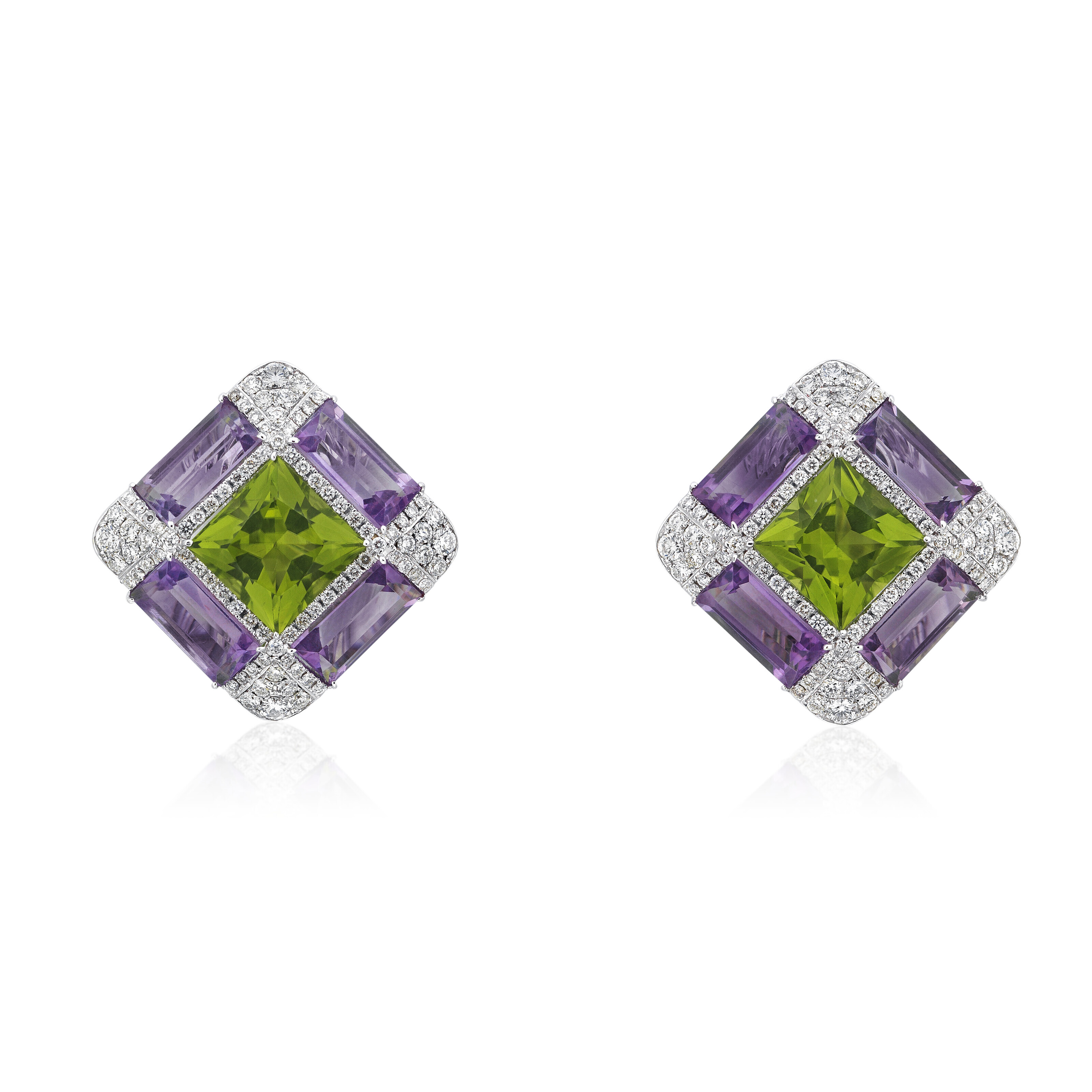 Catalog image of MICHELE DELLA VALLE PERIDOT, AMETHYST AND DIAMOND EARRINGS
