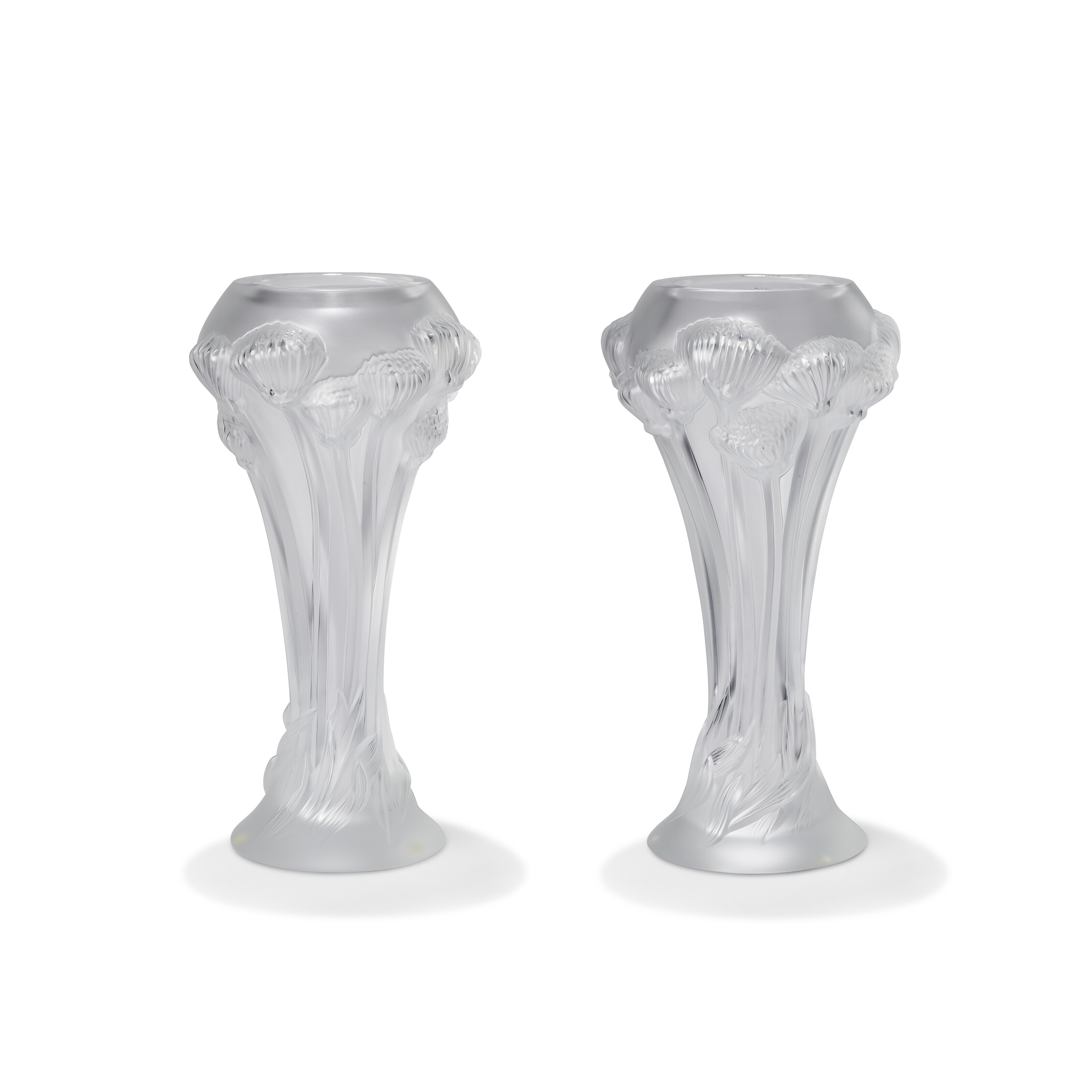 A PAIR OF LALIQUE 'BUTTON ROSE' CRYSTAL VASE, Christie’s