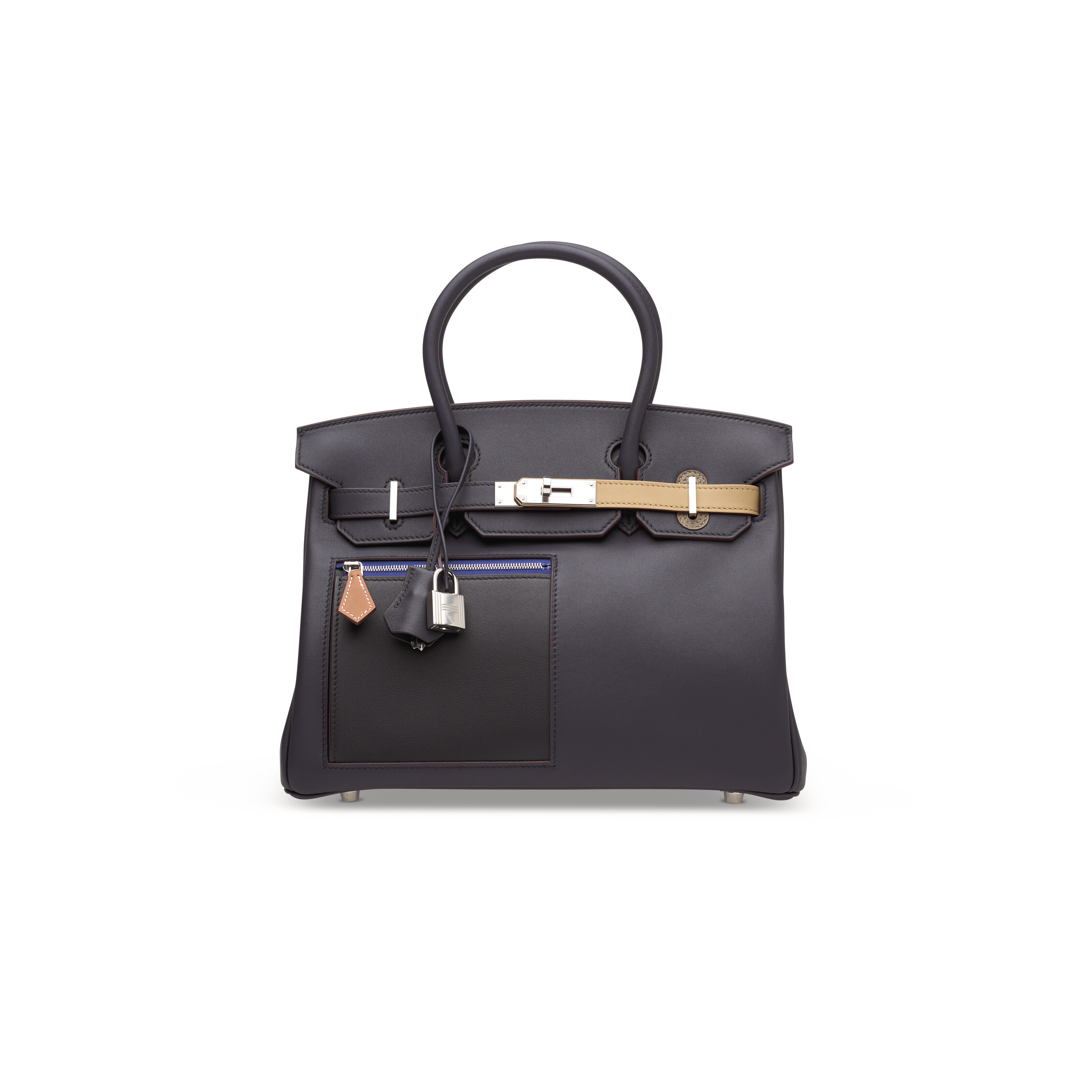 Hermes Birkin Colormatic bag 30 Chai/Lime/Blue brume/Cassis Swift leather  Silver hardware