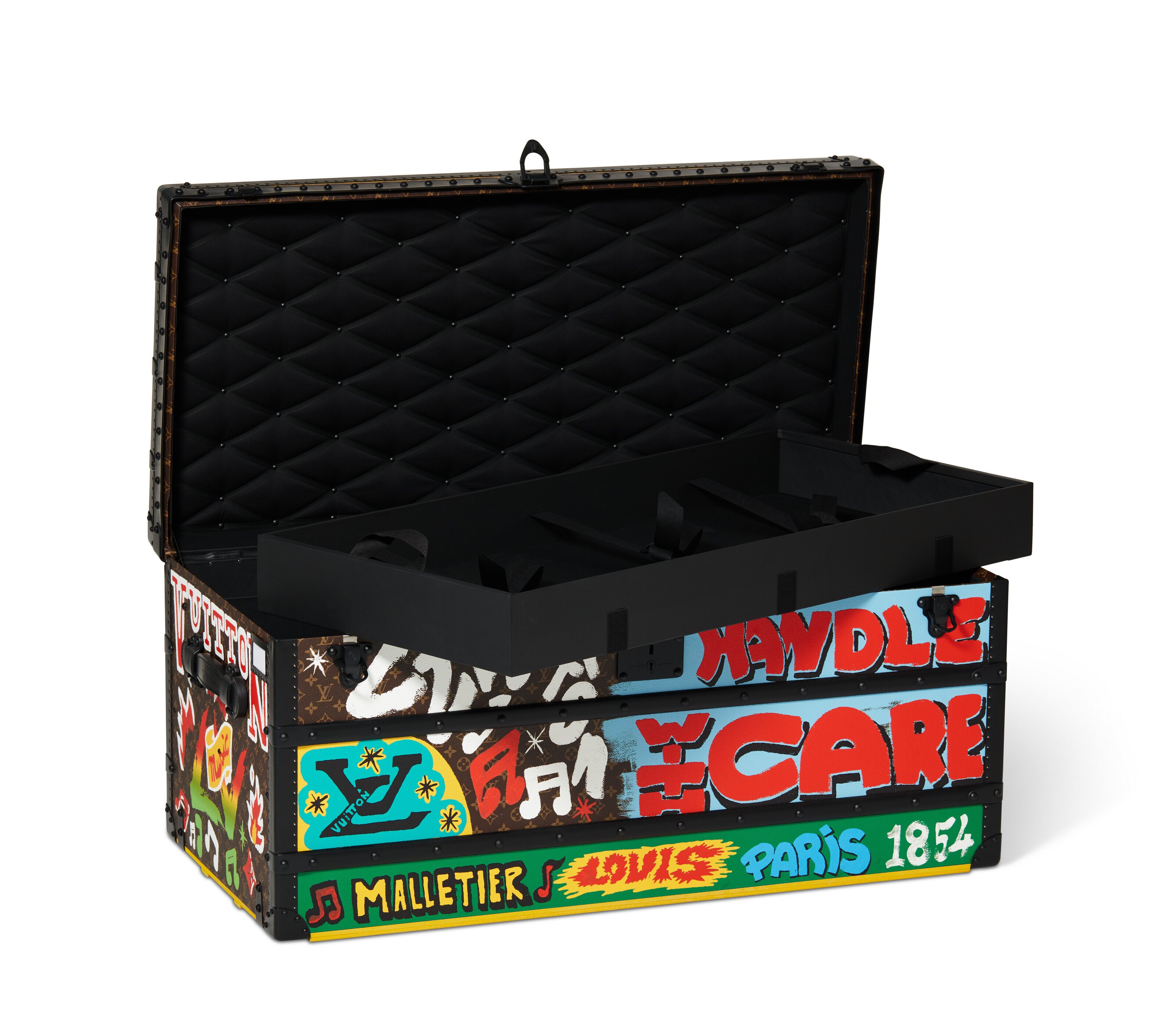 A LIMITED EDITION PAINTED MONOGRAM COURRIER LOZINE TRUNK 110 WITH
