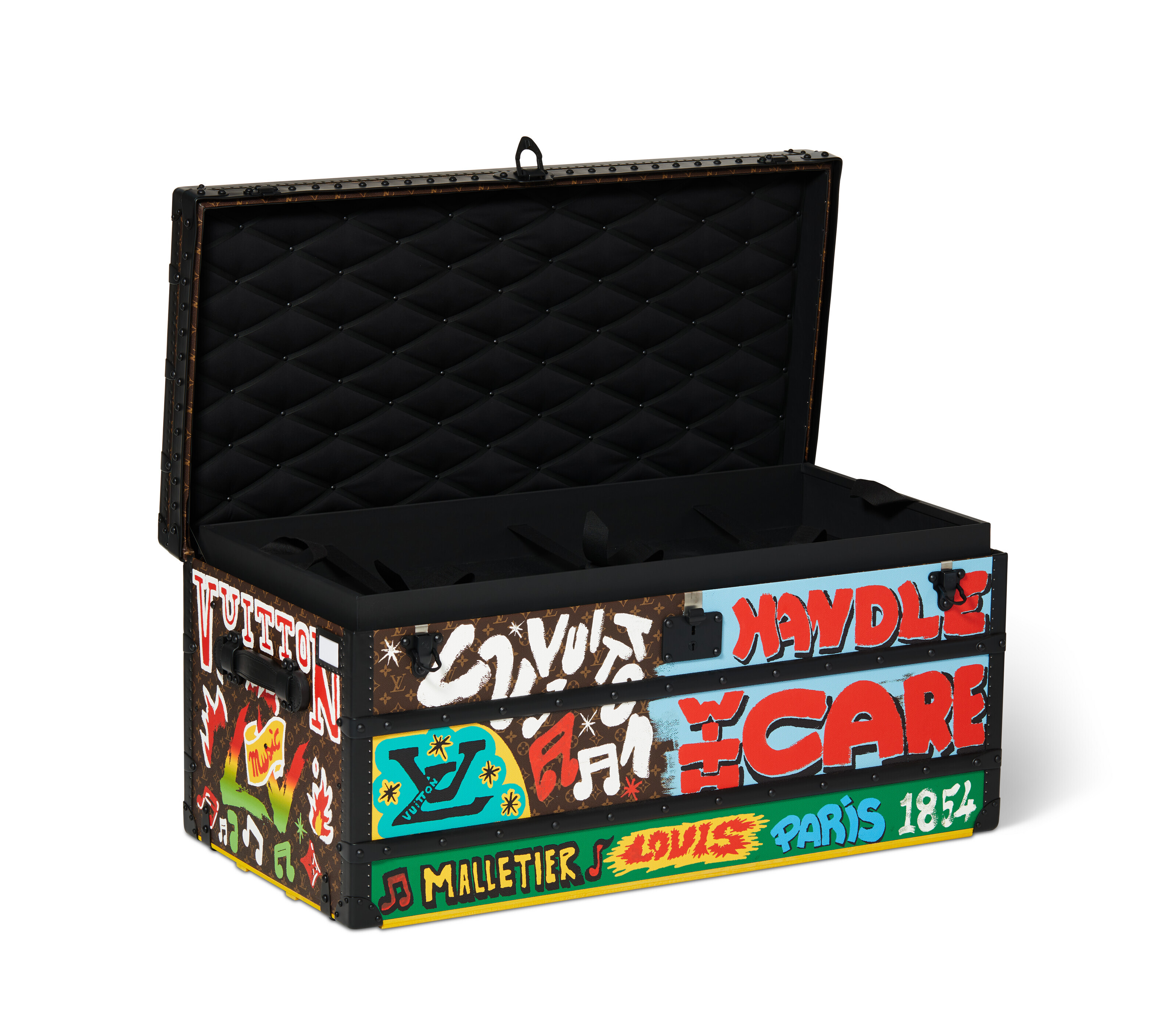 A LIMITED EDITION PAINTED MONOGRAM COURRIER LOZINE TRUNK 110 WITH