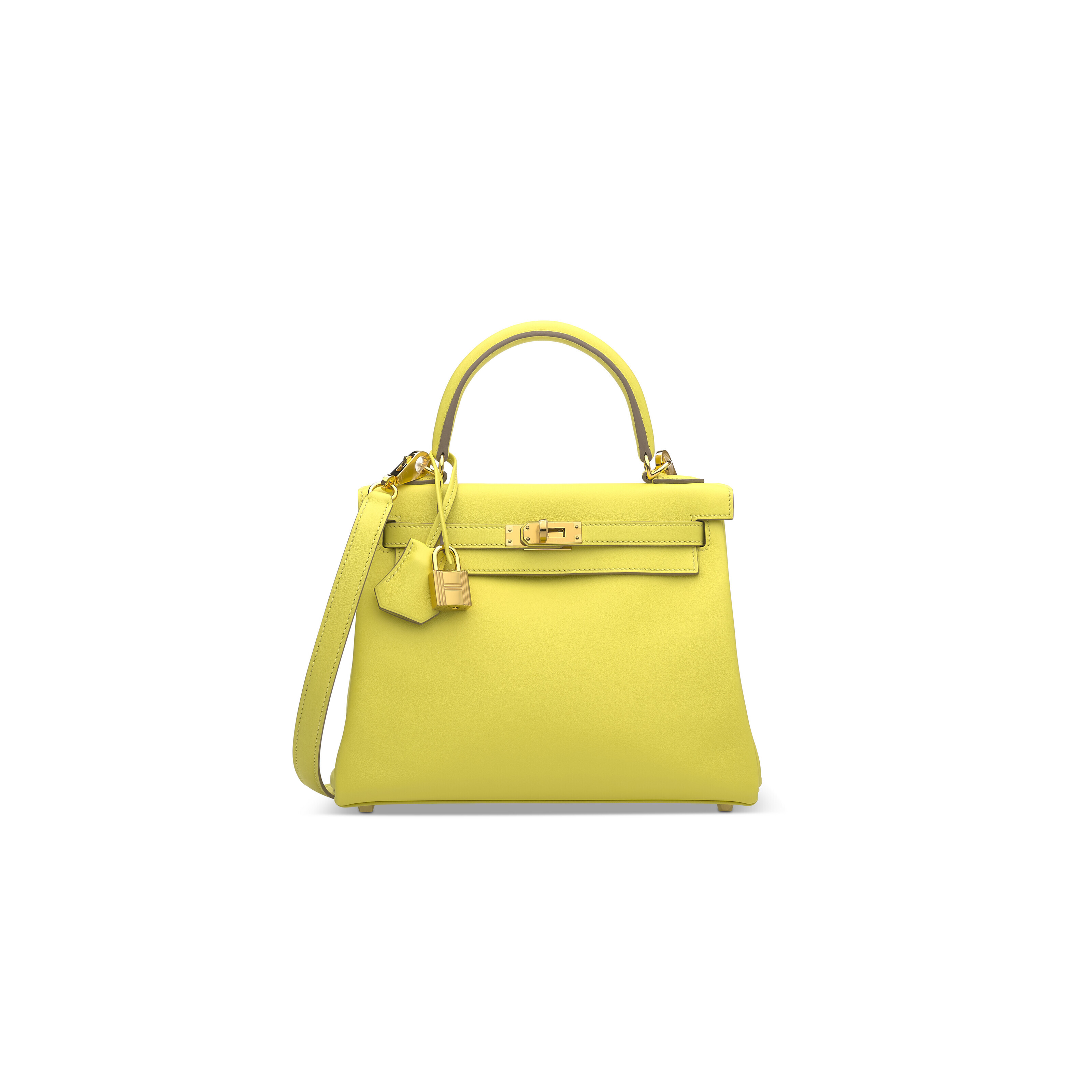 Hermes Kelly Handbag Lime Swift with Palladium Hardware 25 at 1stDibs