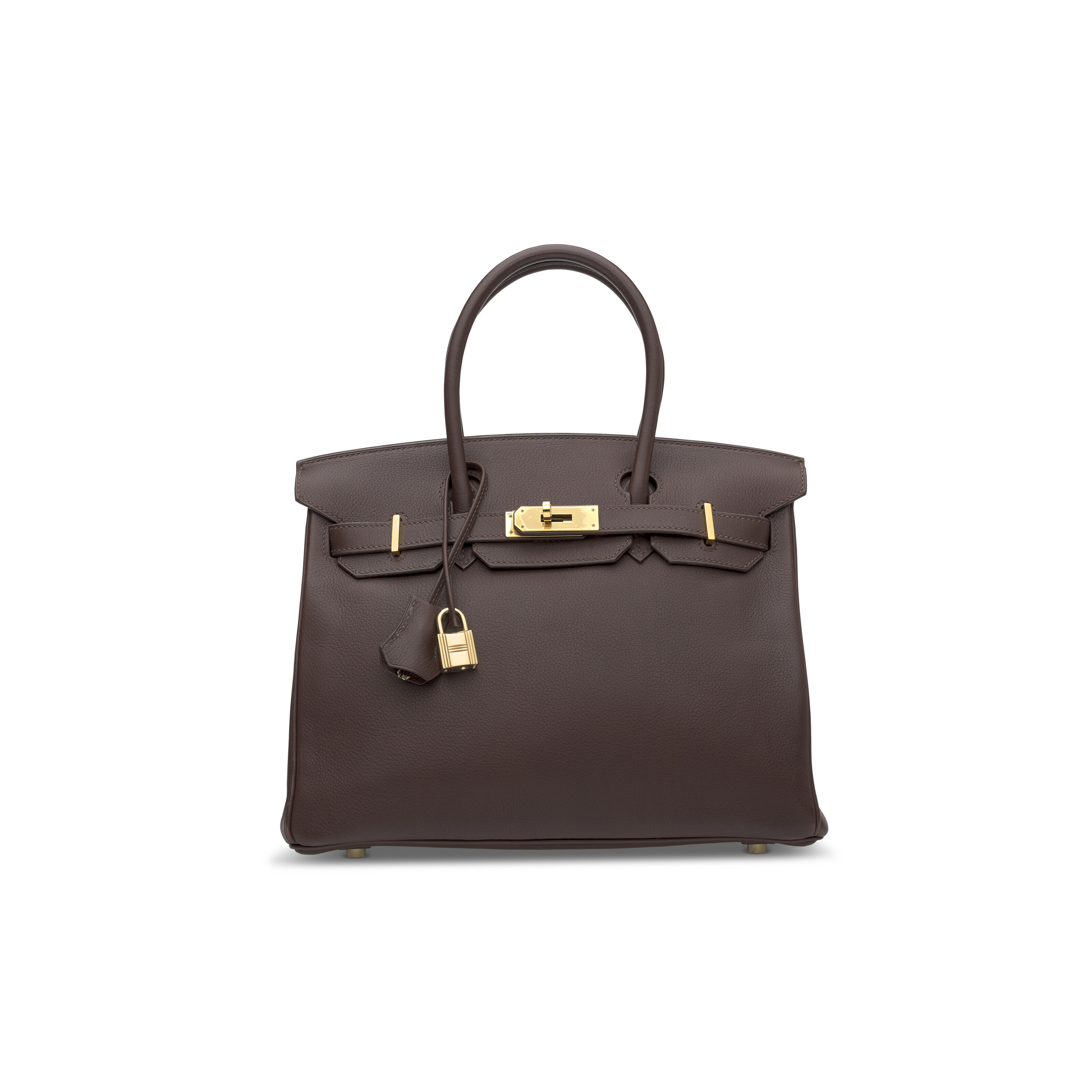 A CHOCOLAT EVERGRAIN LEATHER BIRKIN 30 WITH GOLD HARDWARE, HERMÈS