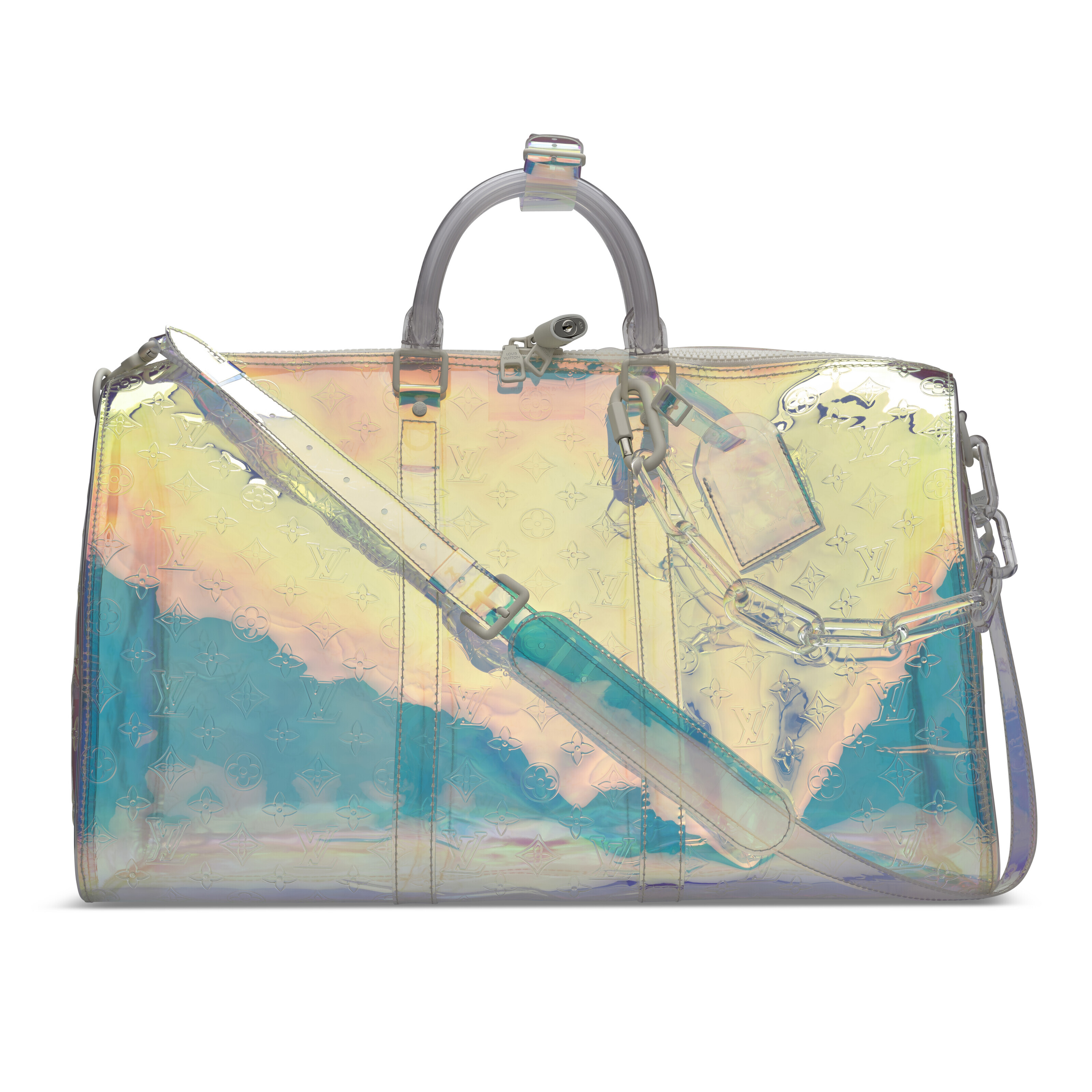 A LIMITED EDITION IRIDESCENT PRISM MONOGRAM KEEPALL BANDOULIÈRE 50 WITH